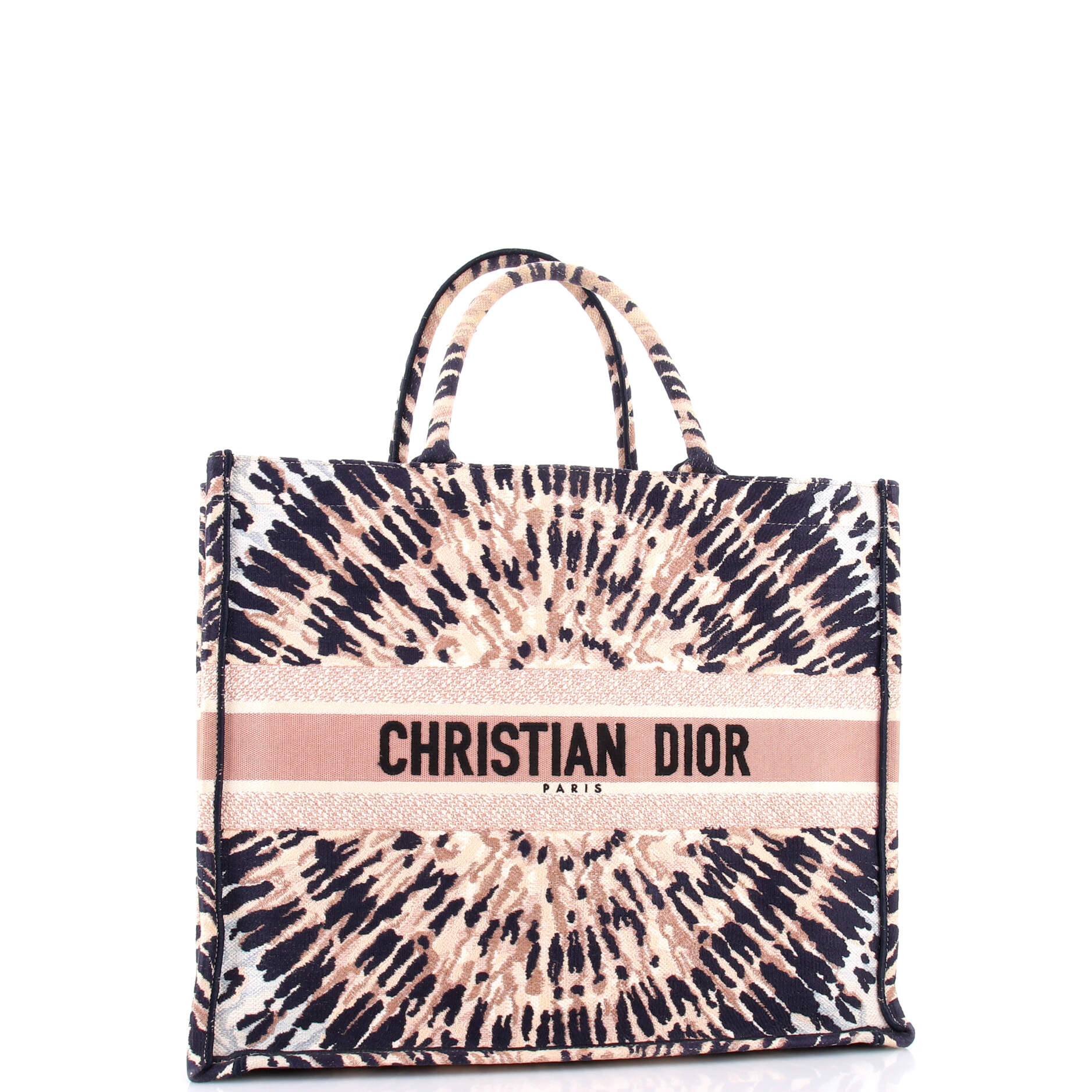 Christian Dior Book Tote Embroidered Canvas Large