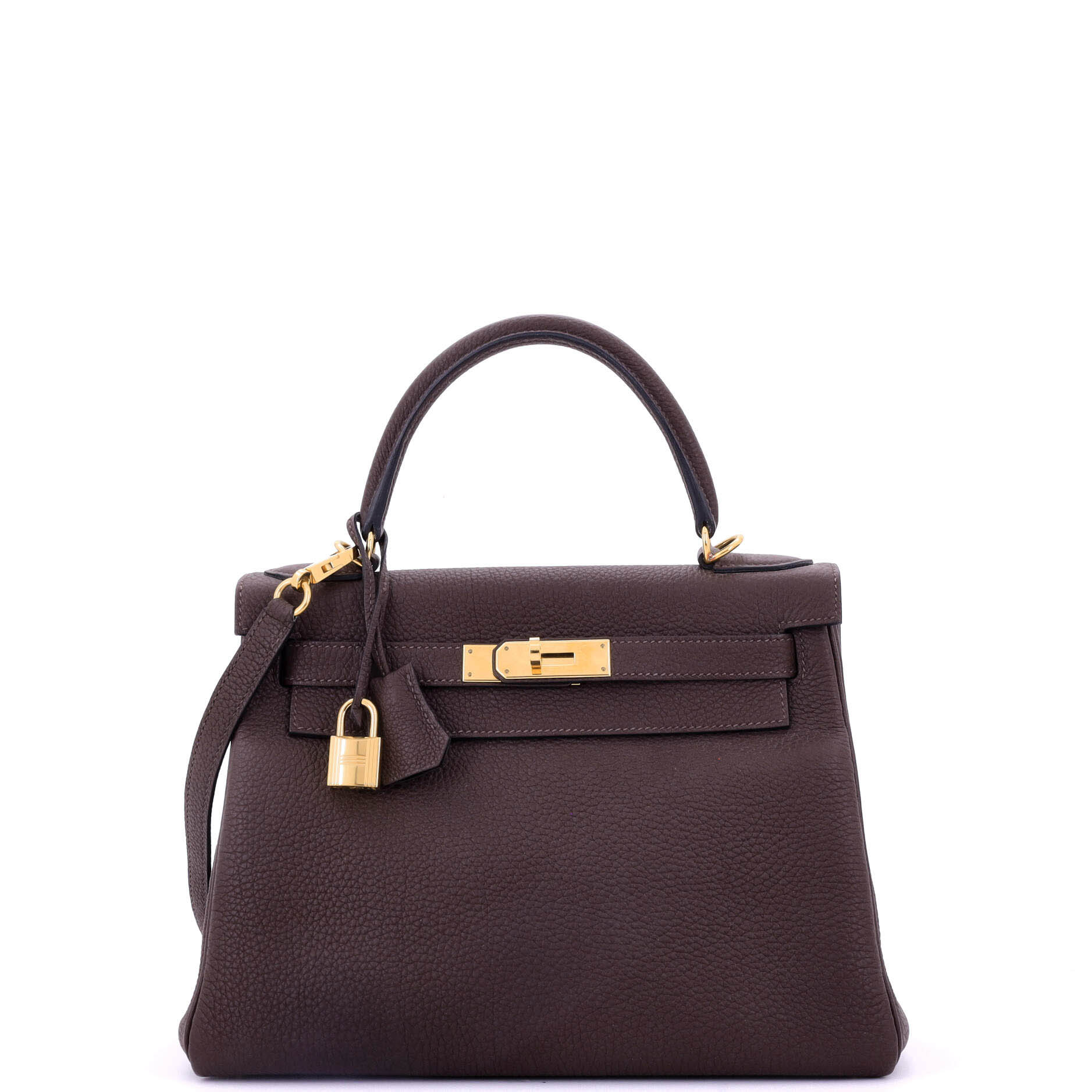Hermes Kelly Handbag Brown Togo with Gold Hardware 28