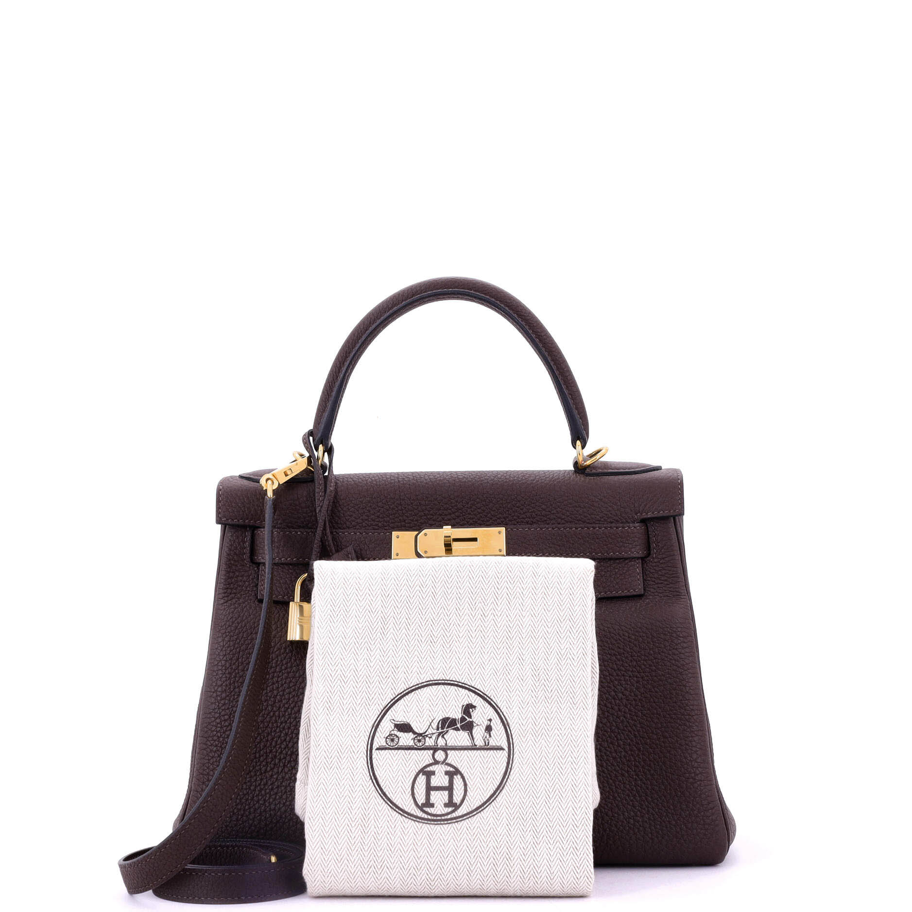 Hermes Kelly Handbag Brown Togo with Gold Hardware 28