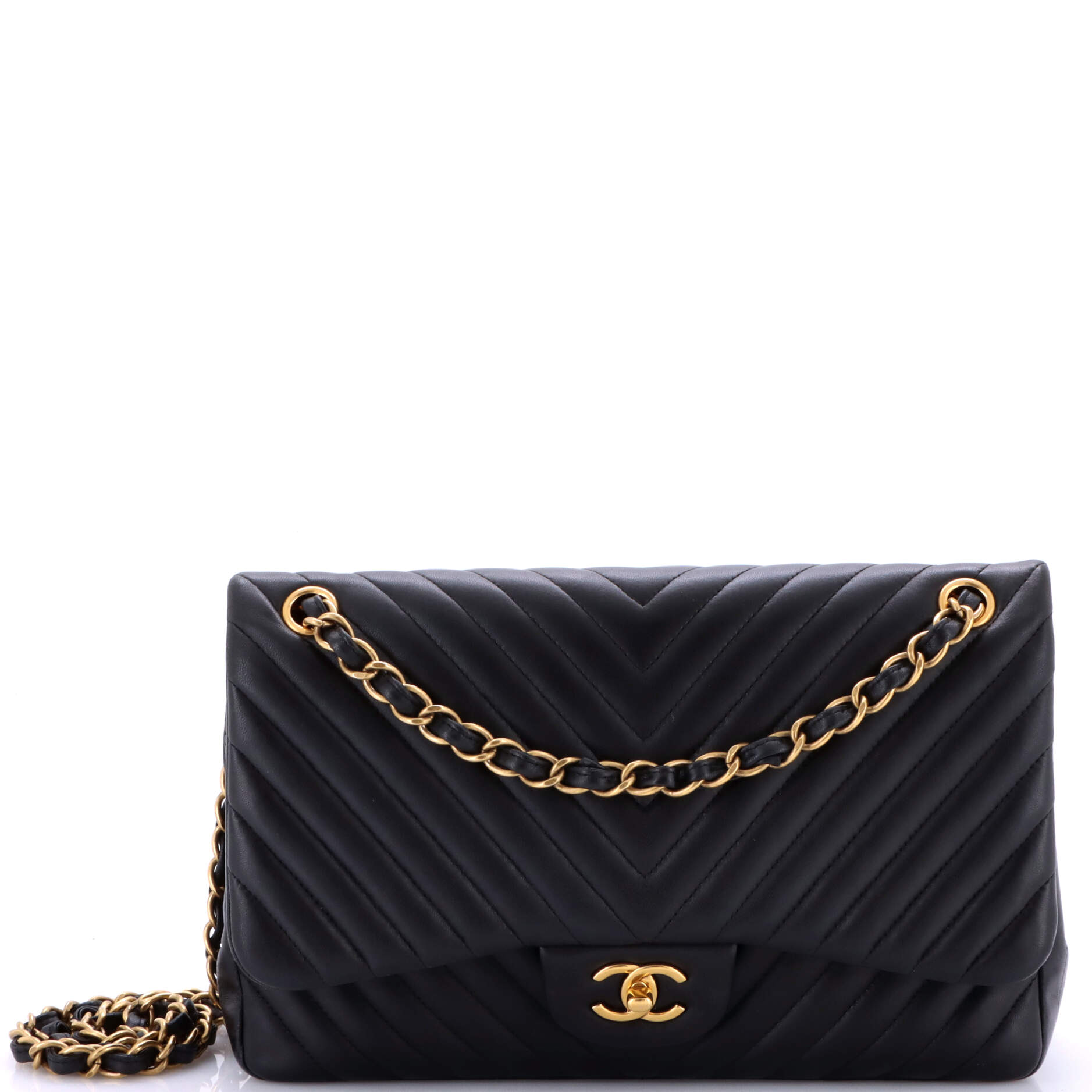 Chanel Classic Double Flap Bag Chevron Lambskin Jumbo