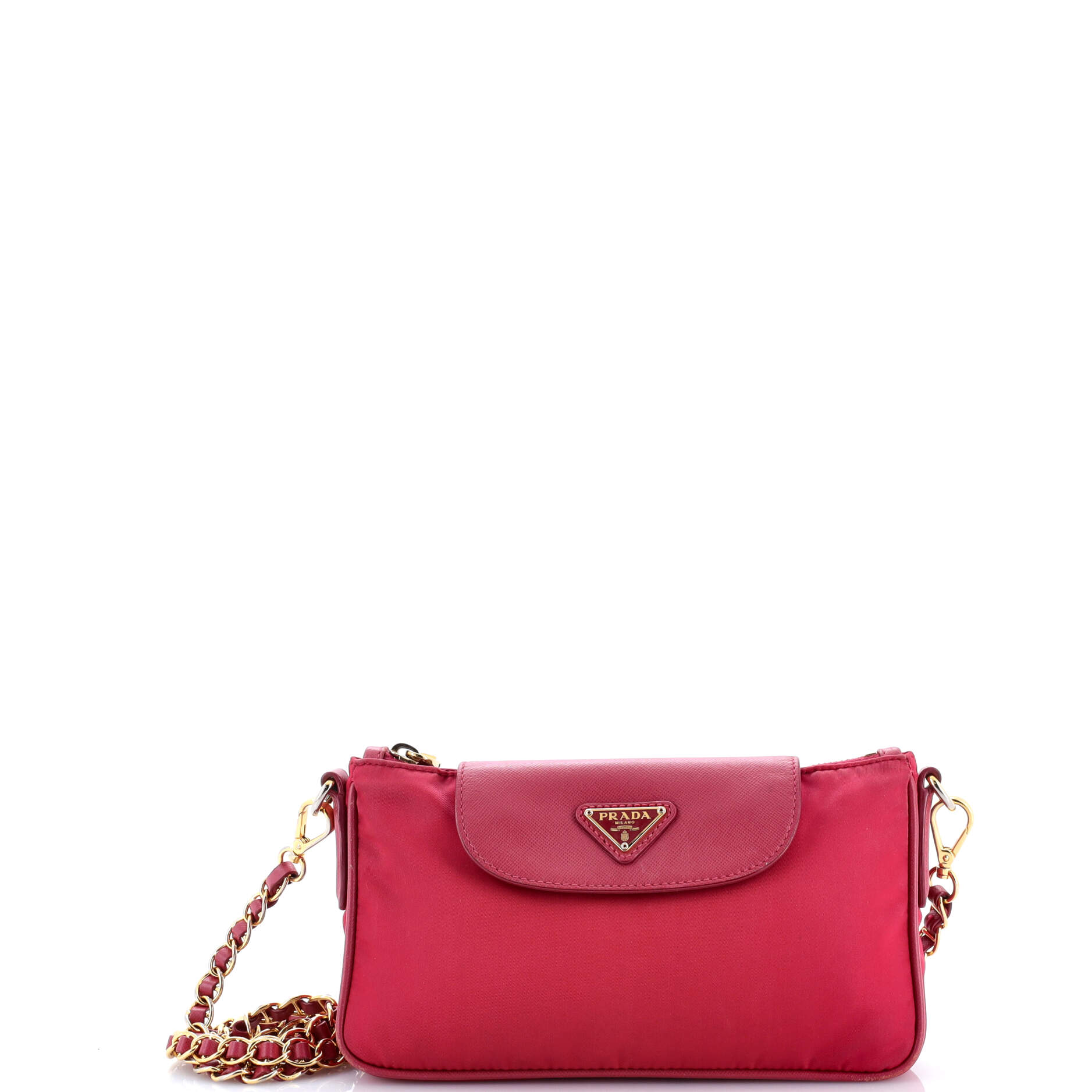 Prada Chain Crossbody Bag Tessuto and Saffiano Leather Small