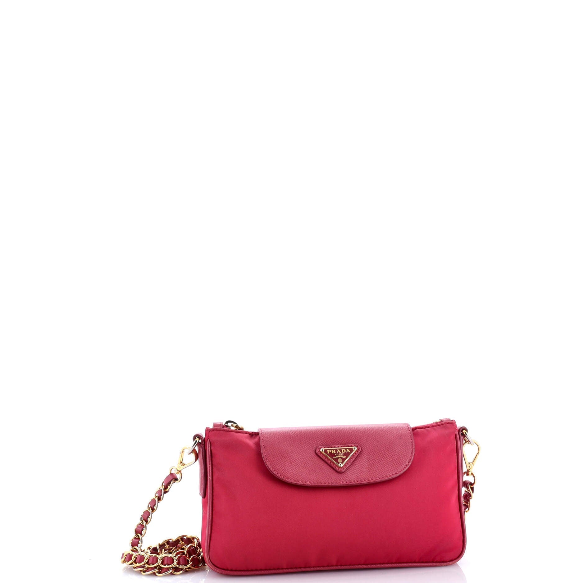 Prada Chain Crossbody Bag Tessuto and Saffiano Leather Small