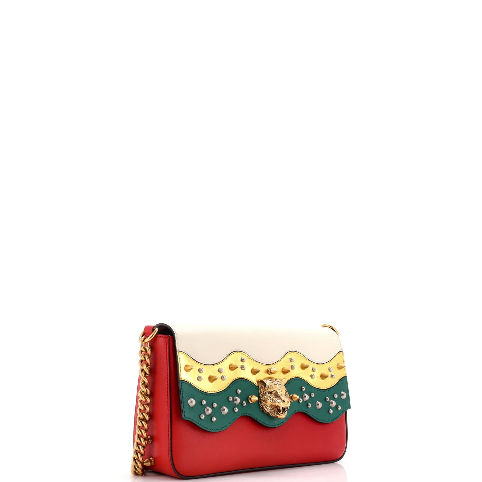 Gucci Animalier Chain Shoulder Bag Studded Leather Medium