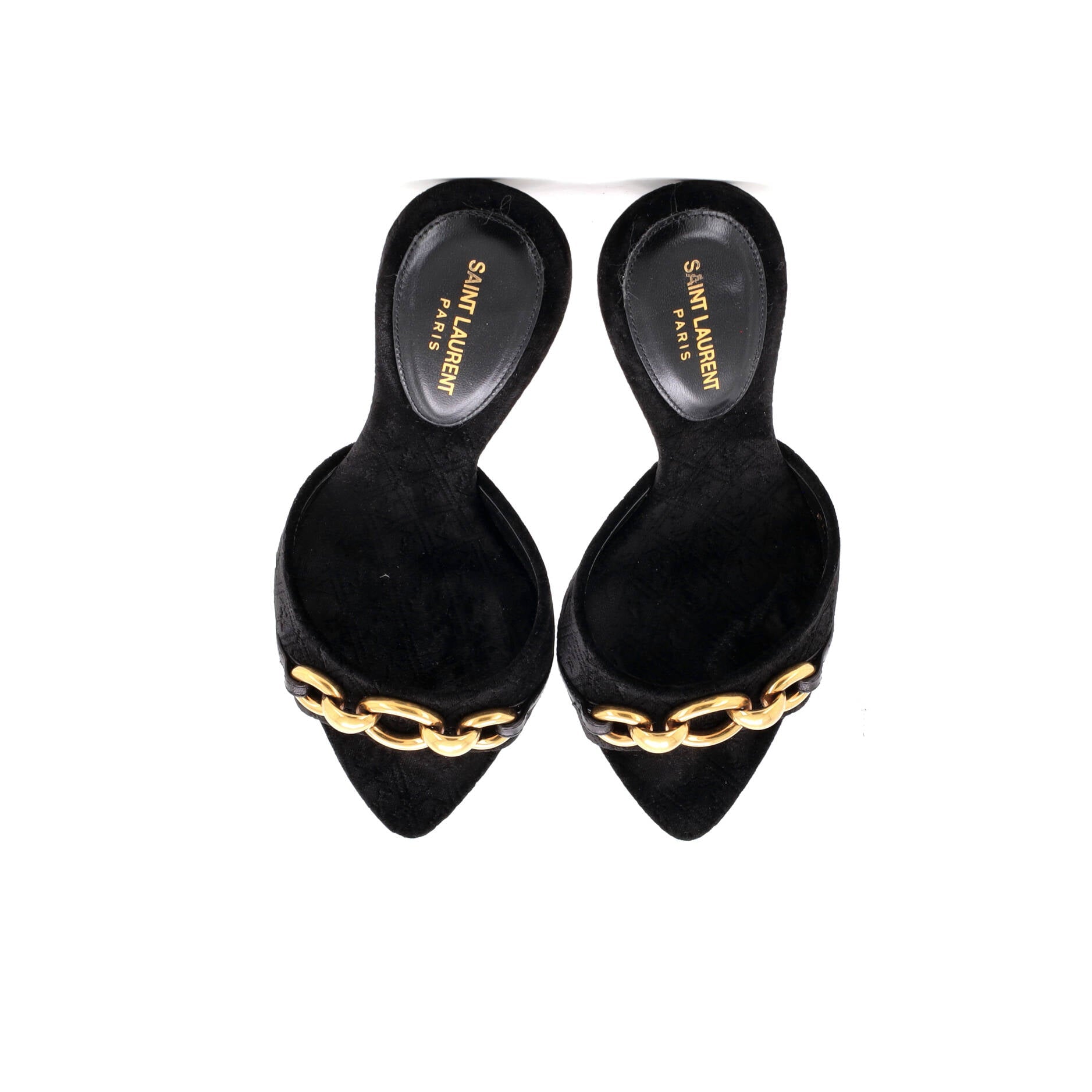 Saint Laurent Women's Le Maillon Heeled Mule Sandals Monogram All Over Velvet