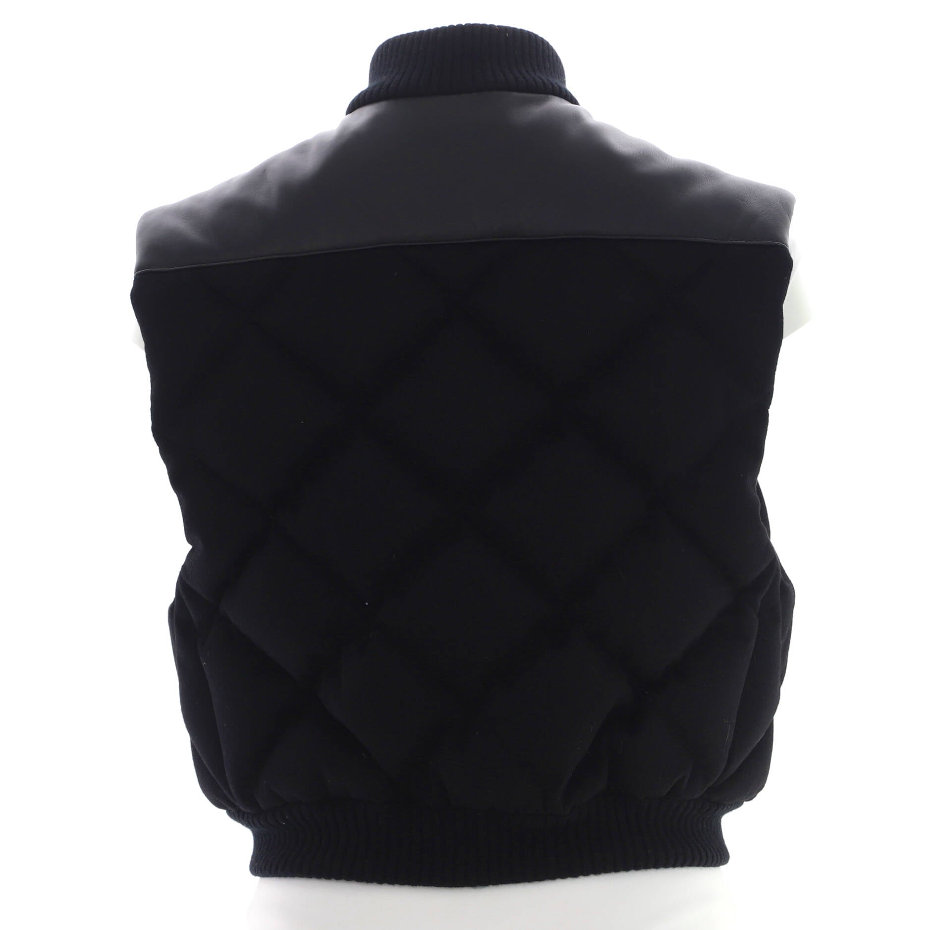 Hermes Women's Short Puffer Vest Quilted Cashmere with Leather