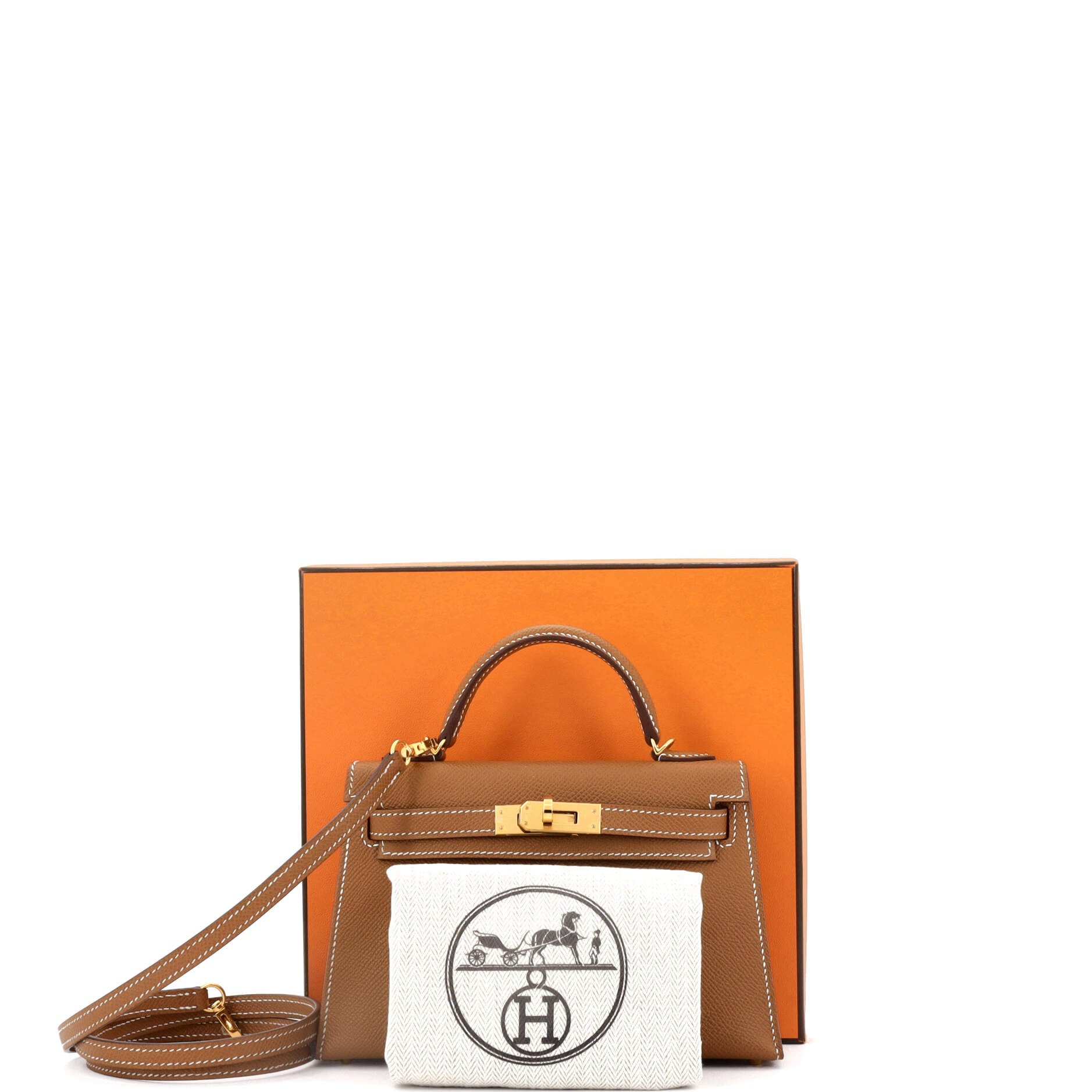 Hermes Kelly Mini II Bag Brown Epsom with Gold Hardware 20