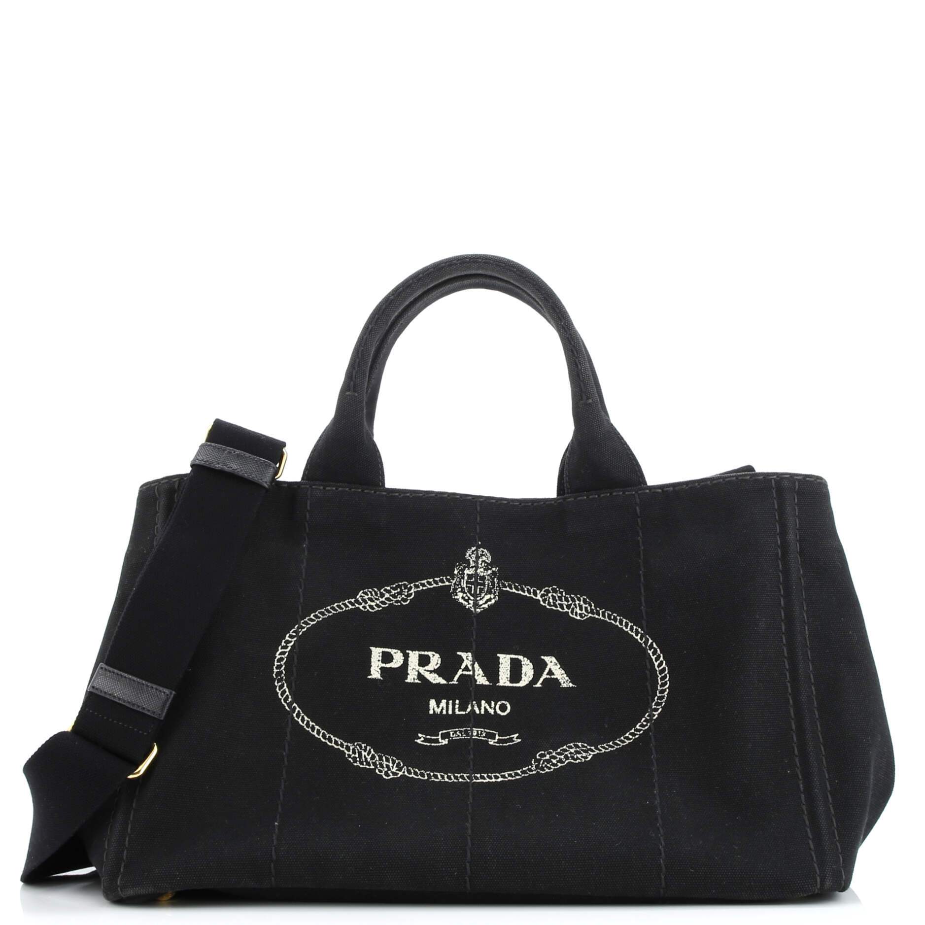 Prada Canapa Convertible Tote Canvas Medium