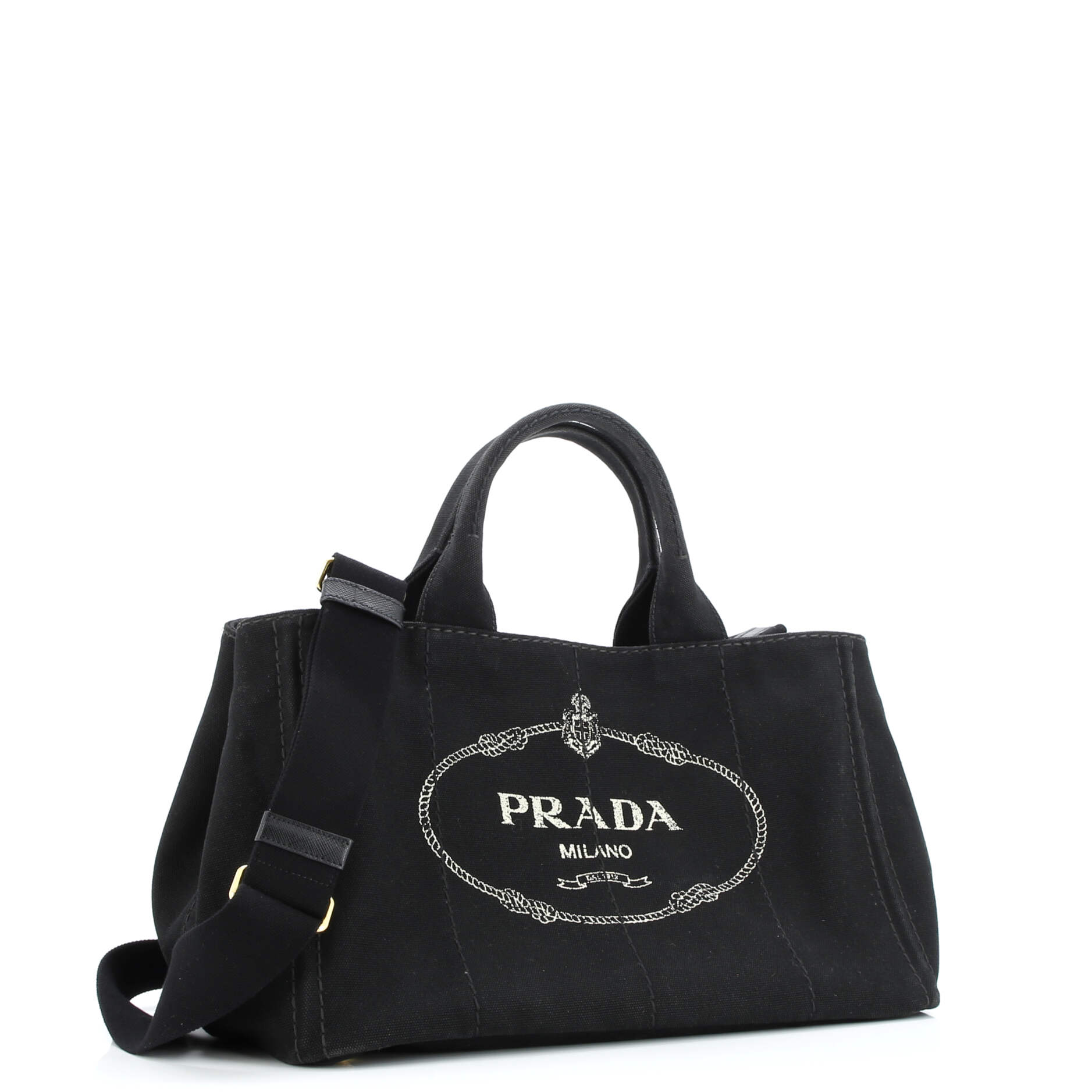 Prada Canapa Convertible Tote Canvas Medium