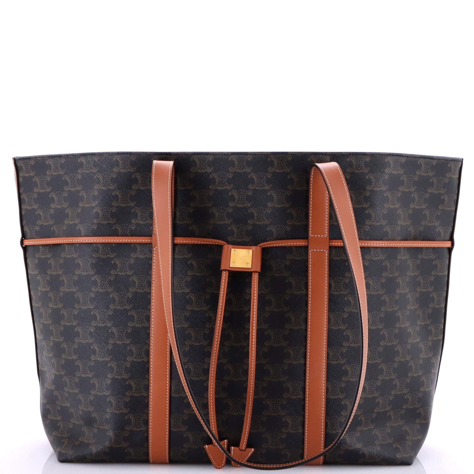 Celine Cabas Drawstring Tote Triomphe Coated Canvas