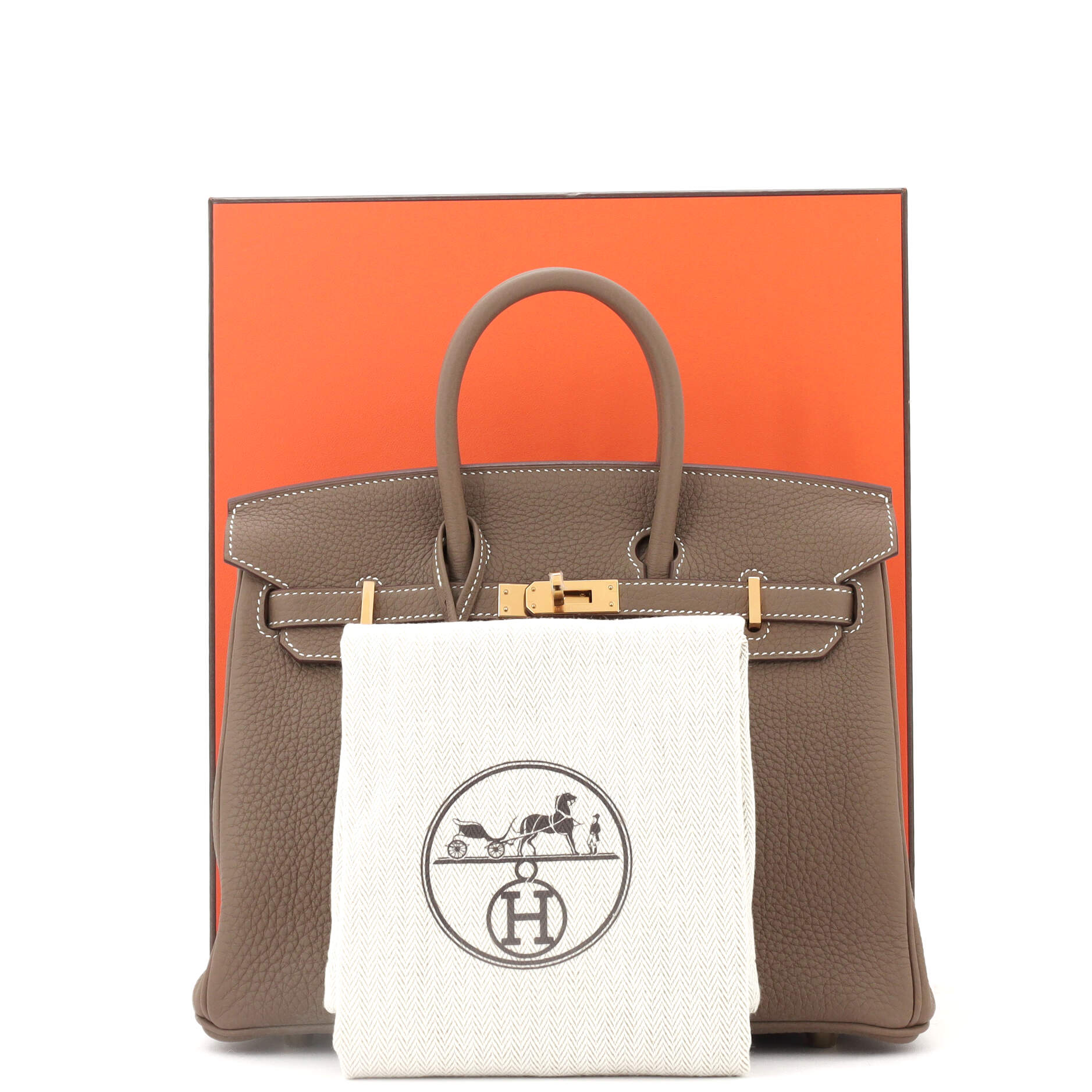 Hermes Birkin Handbag Grey Togo with Gold Hardware 25