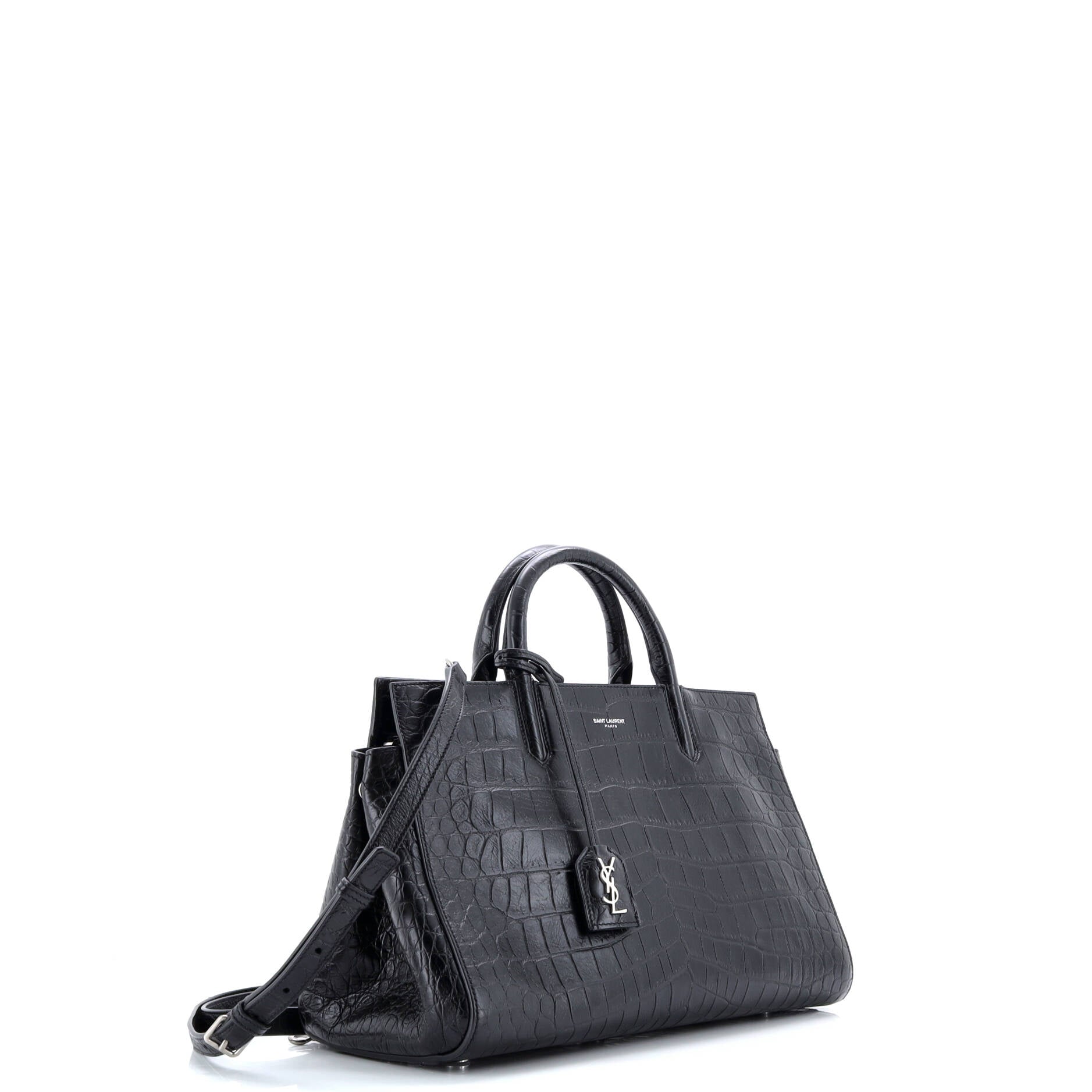 Saint Laurent Rive Gauche Cabas Crocodile Embossed Leather Small