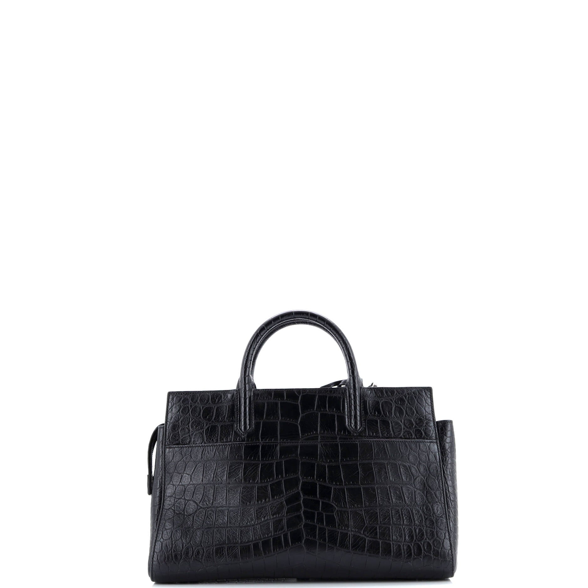 Saint Laurent Rive Gauche Cabas Crocodile Embossed Leather Small
