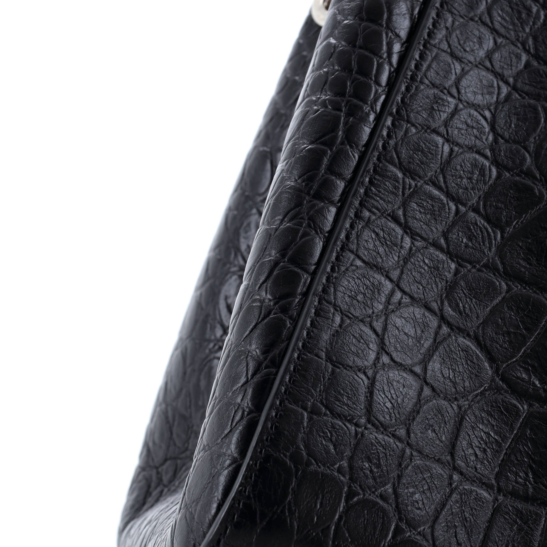 Saint Laurent Rive Gauche Cabas Crocodile Embossed Leather Small