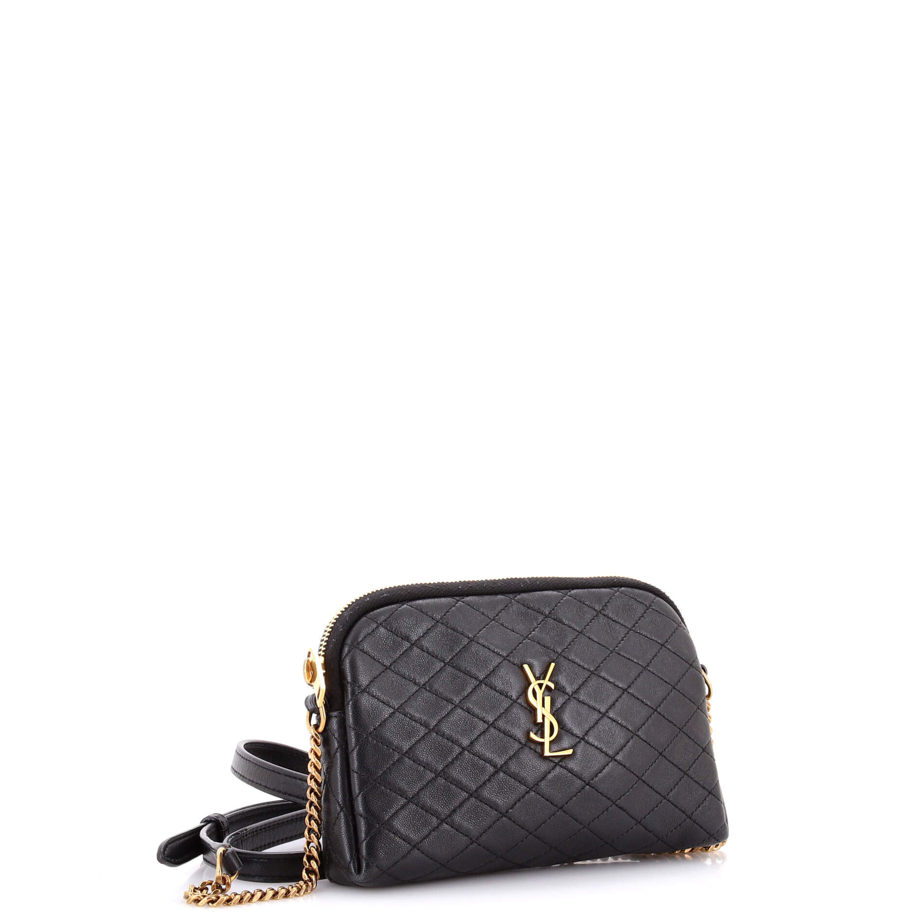 Saint Laurent Gaby Zipped Pouch Crossbody Quilted Leather
