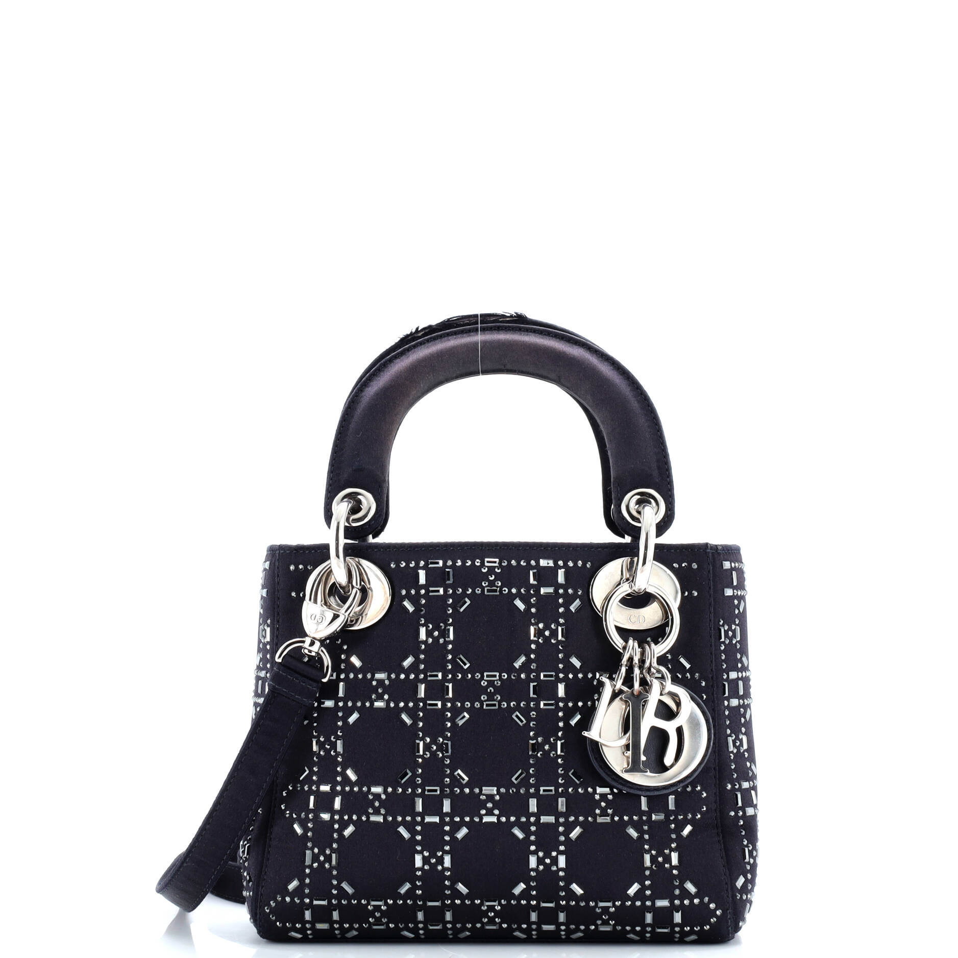 Christian Dior Lady Dior Bag Crystal Embellished Cannage Quilt Satin Mini