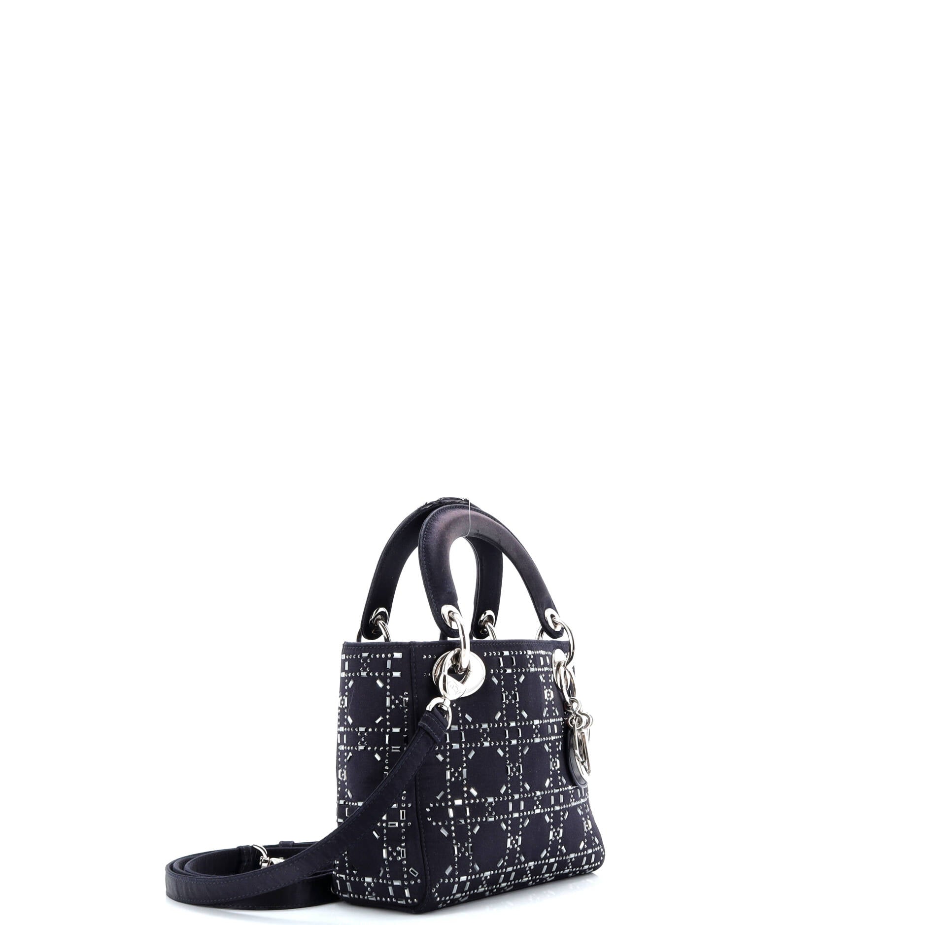 Christian Dior Lady Dior Bag Crystal Embellished Cannage Quilt Satin Mini