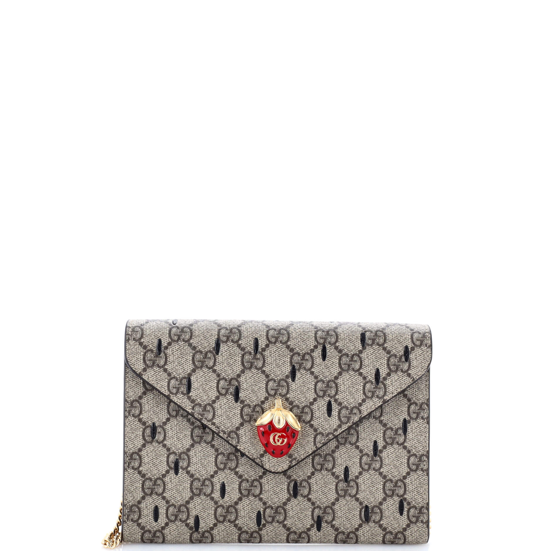 Gucci Strawberry Wallet on Chain Printed GG Coated Canvas Mini