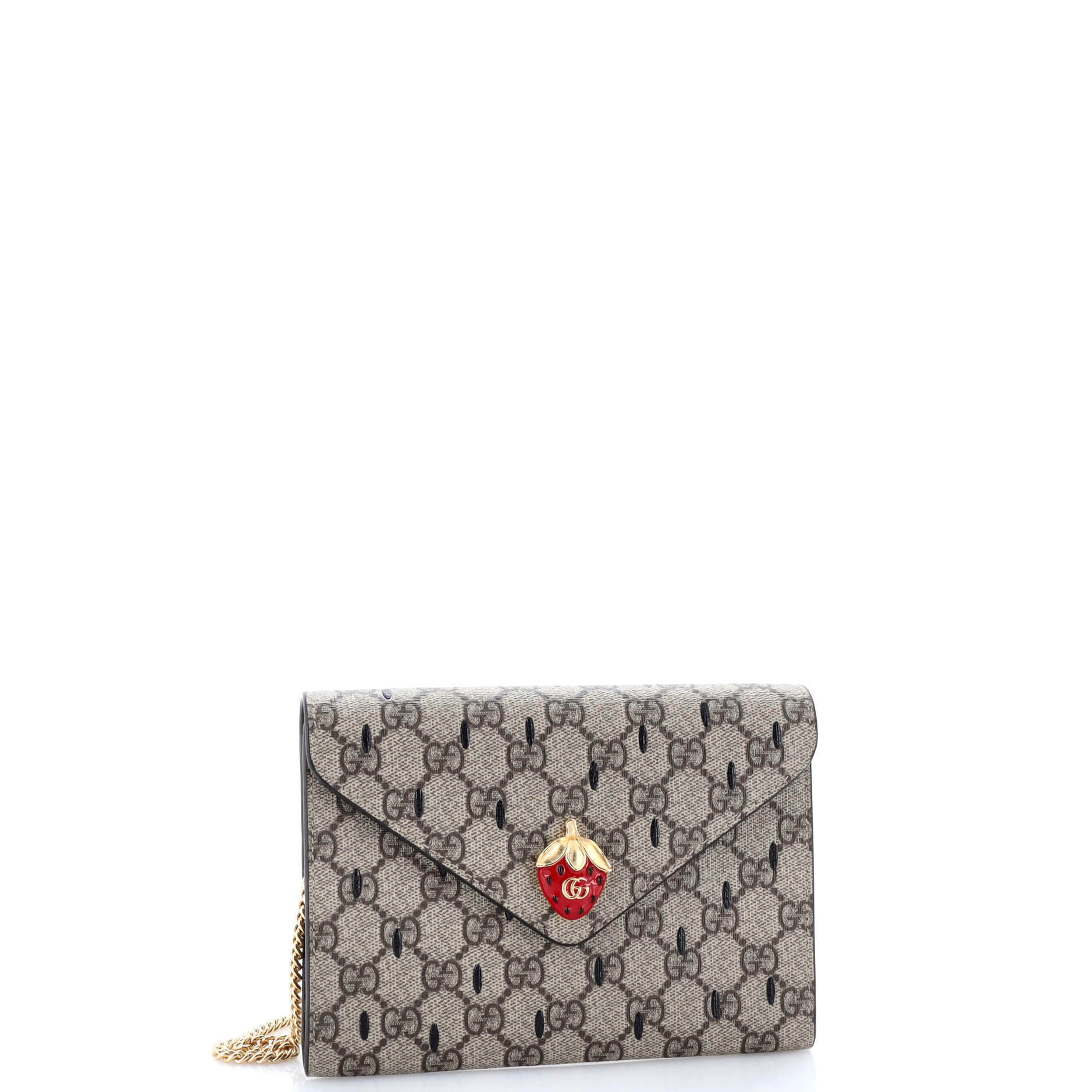Gucci Strawberry Wallet on Chain Printed GG Coated Canvas Mini