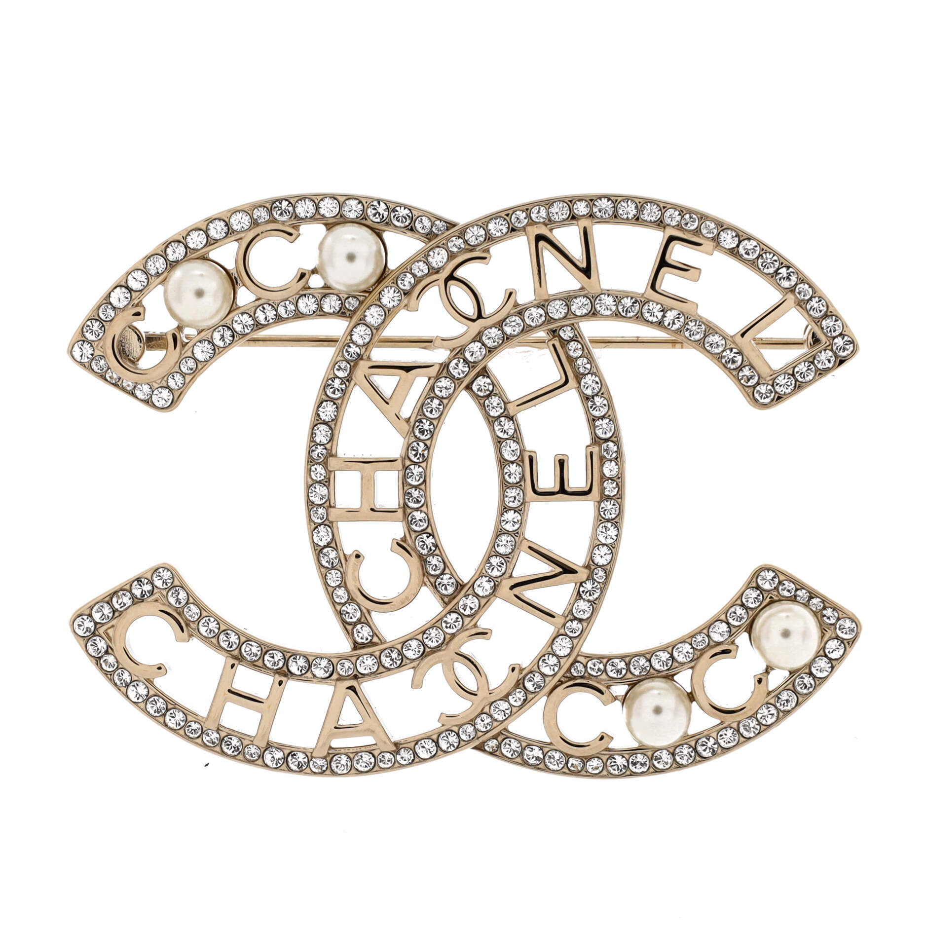 Chanel CC Coco Brooch Metal with Faux Pearls and Crystals