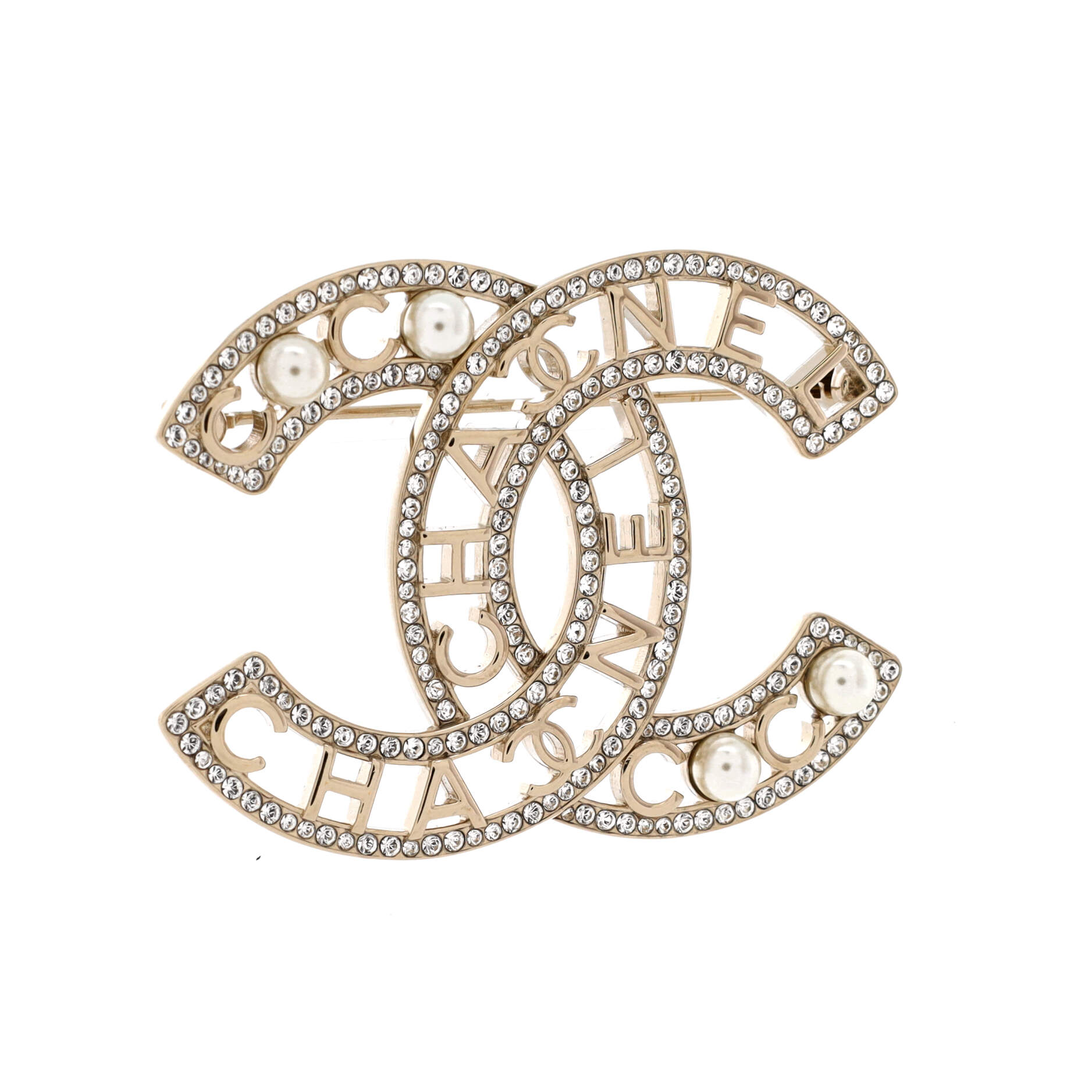 Chanel CC Coco Brooch Metal with Faux Pearls and Crystals