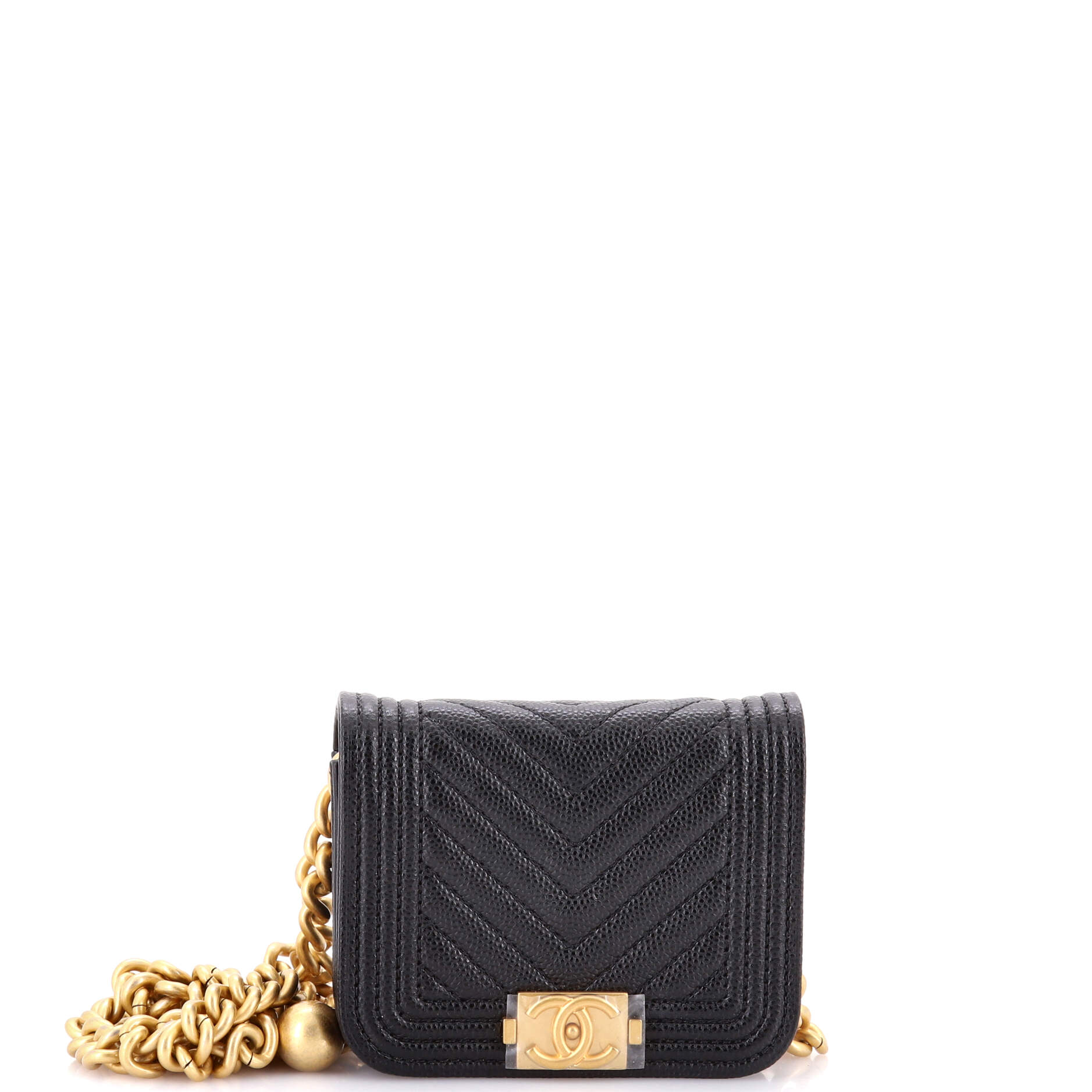 Chanel Boy Flap Chain Belt Bag Chevron Caviar
