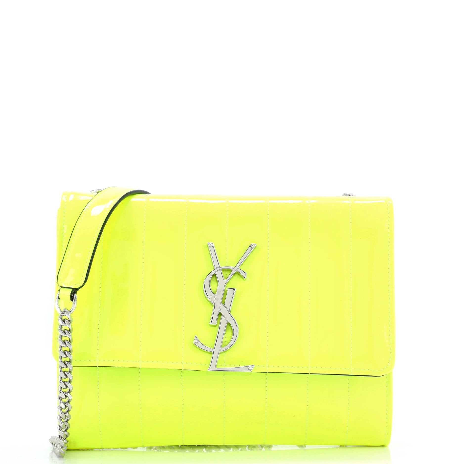 Saint Laurent Vicky Wallet on Chain Vertical Quilted Patent