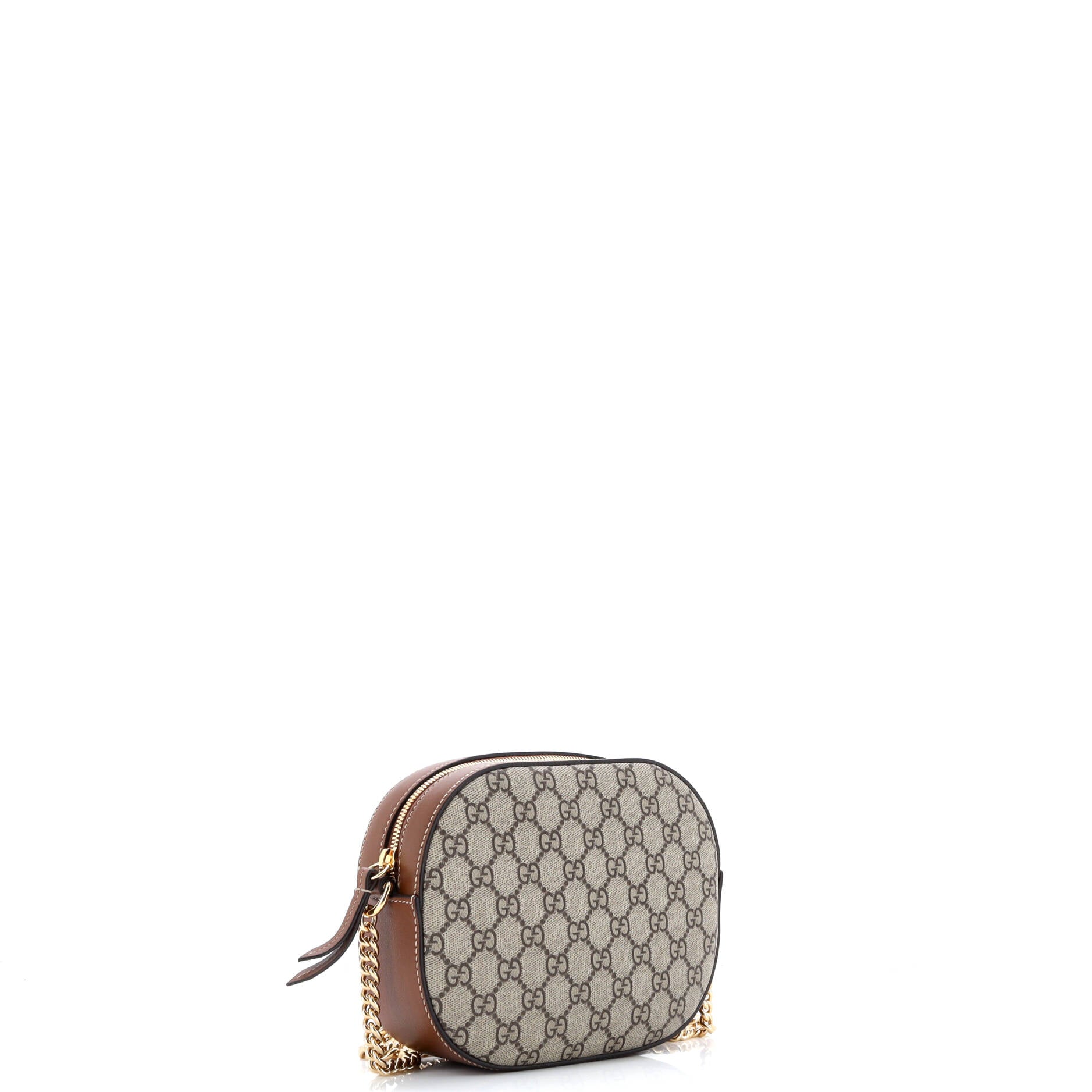 Gucci Chain Crossbody Bag GG Coated Canvas and Leather Mini