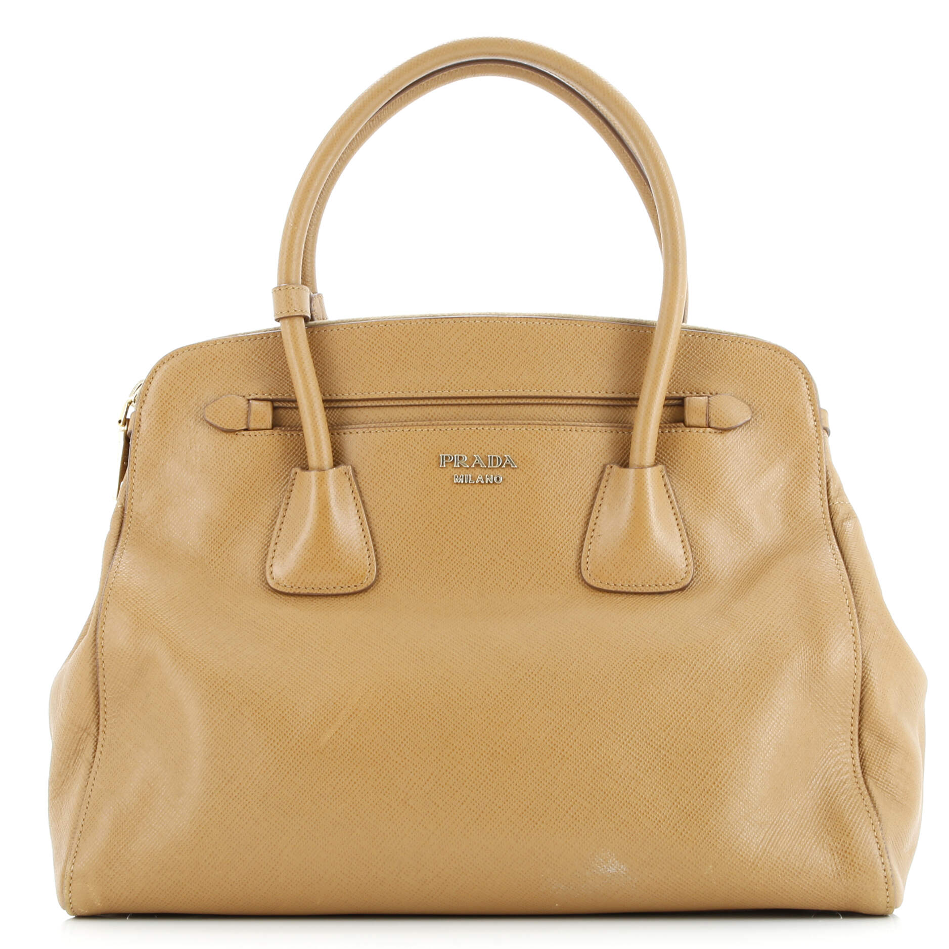 Prada Cuir Frame Double Zip Tote Saffiano Leather Large