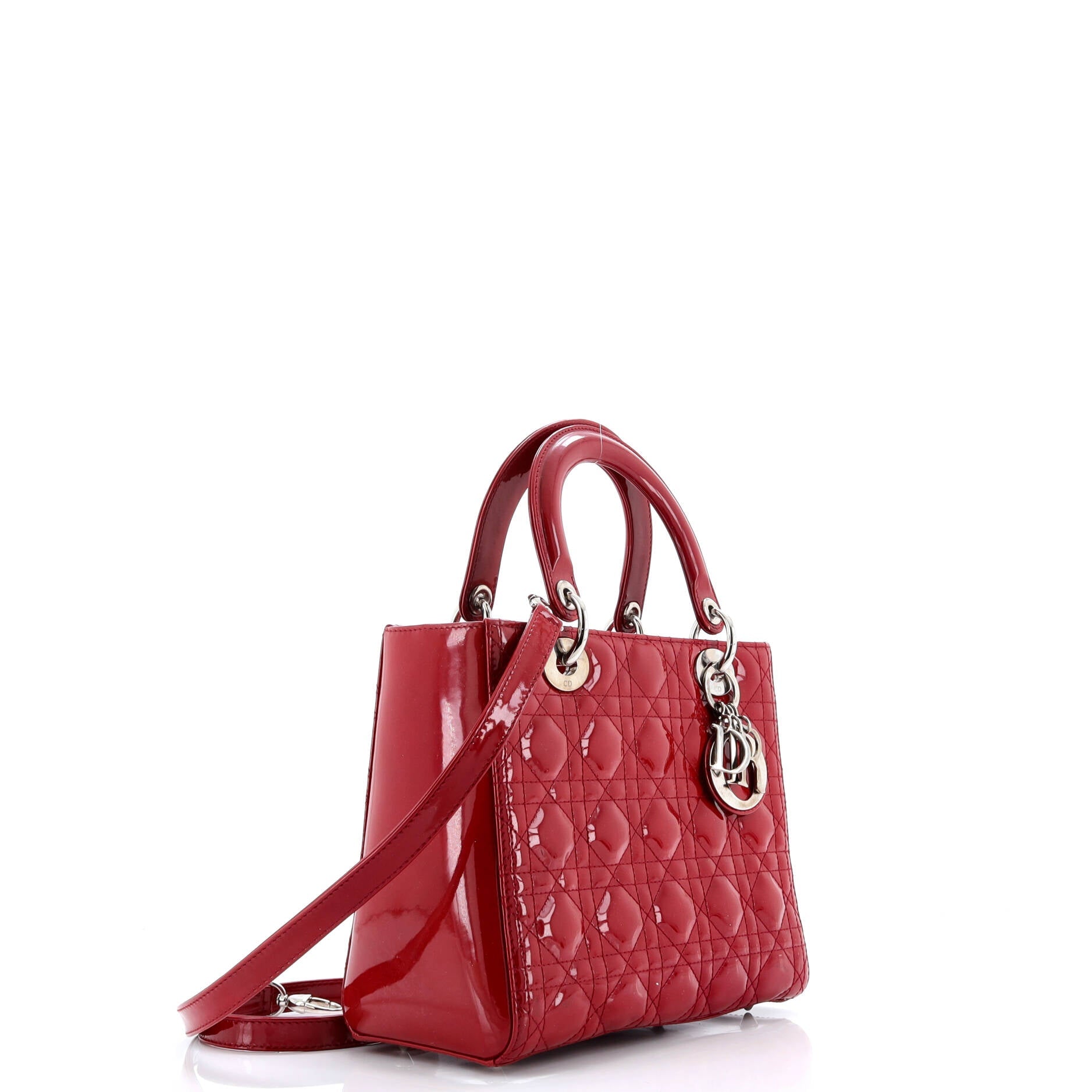 Christian Dior Lady Dior Bag Cannage Quilt Patent Medium