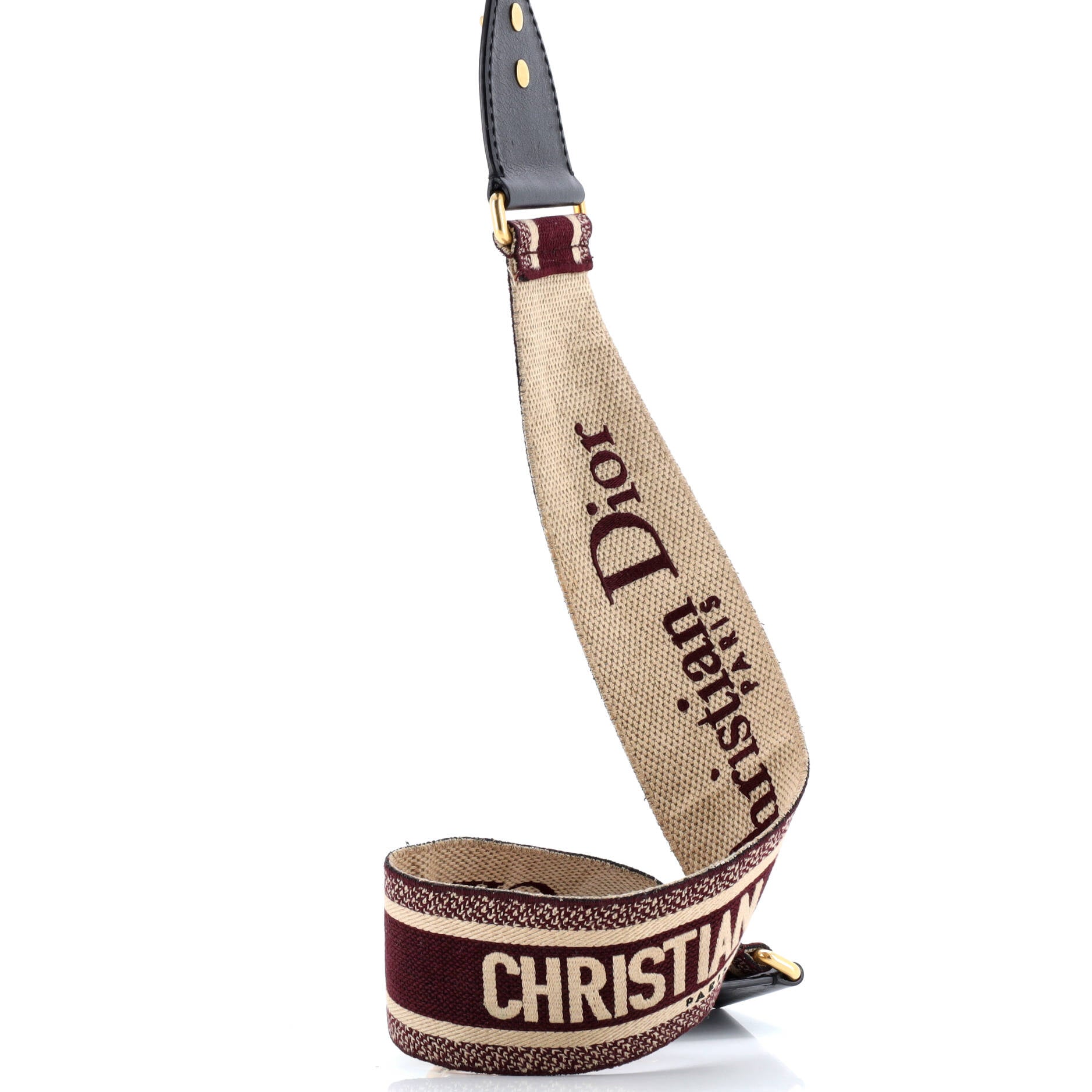 Christian Dior Logo Shoulder Strap Embroidered Canvas