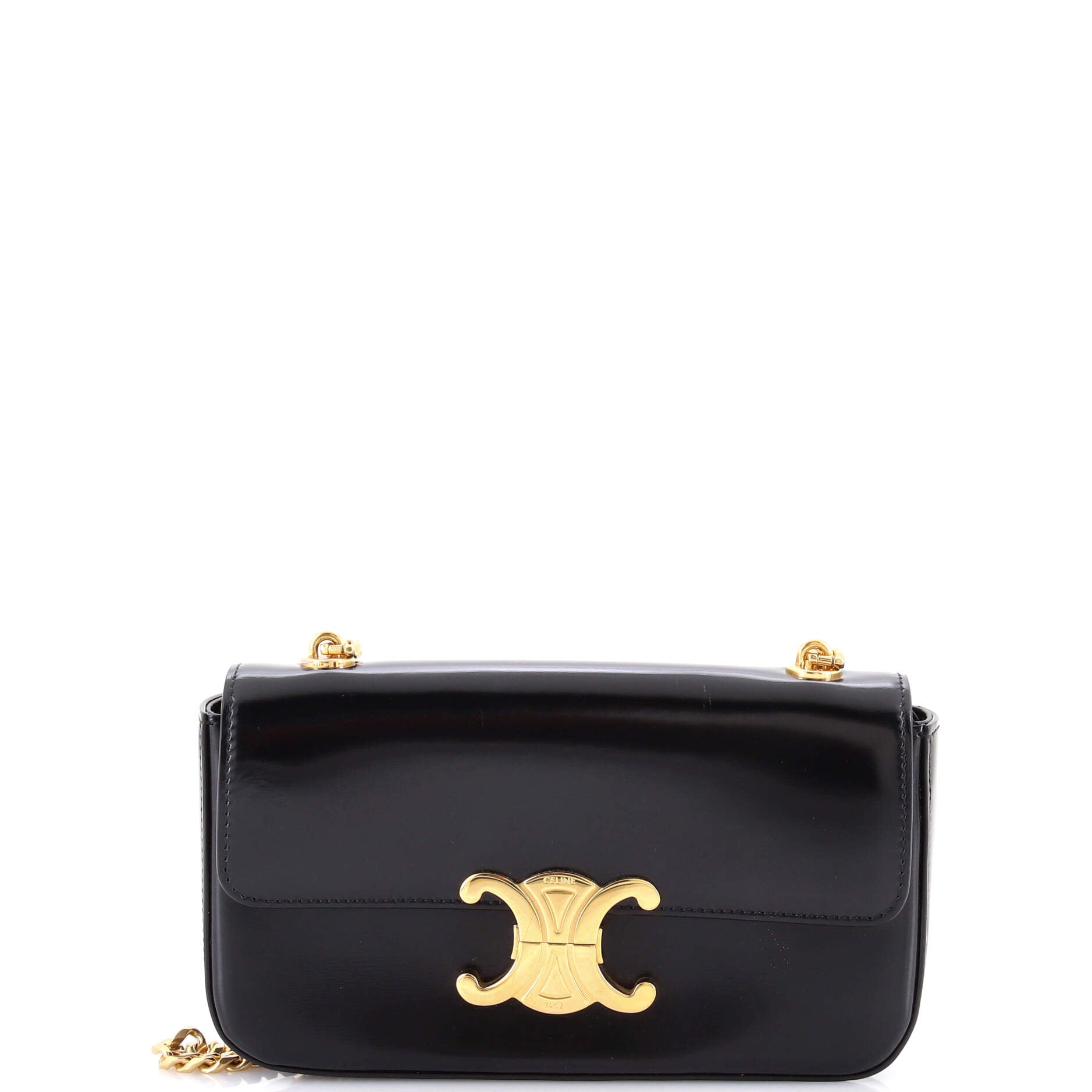 Celine Triomphe Chain Shoulder Bag Leather Small
