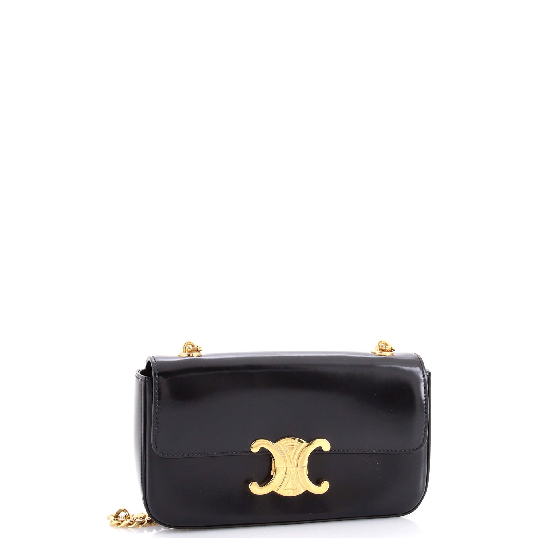 Celine Triomphe Chain Shoulder Bag Leather Small