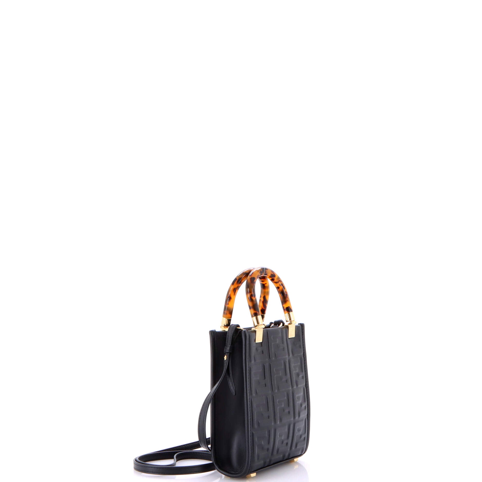 Fendi Sunshine Shopper Tote Zucca Embossed Leather Mini