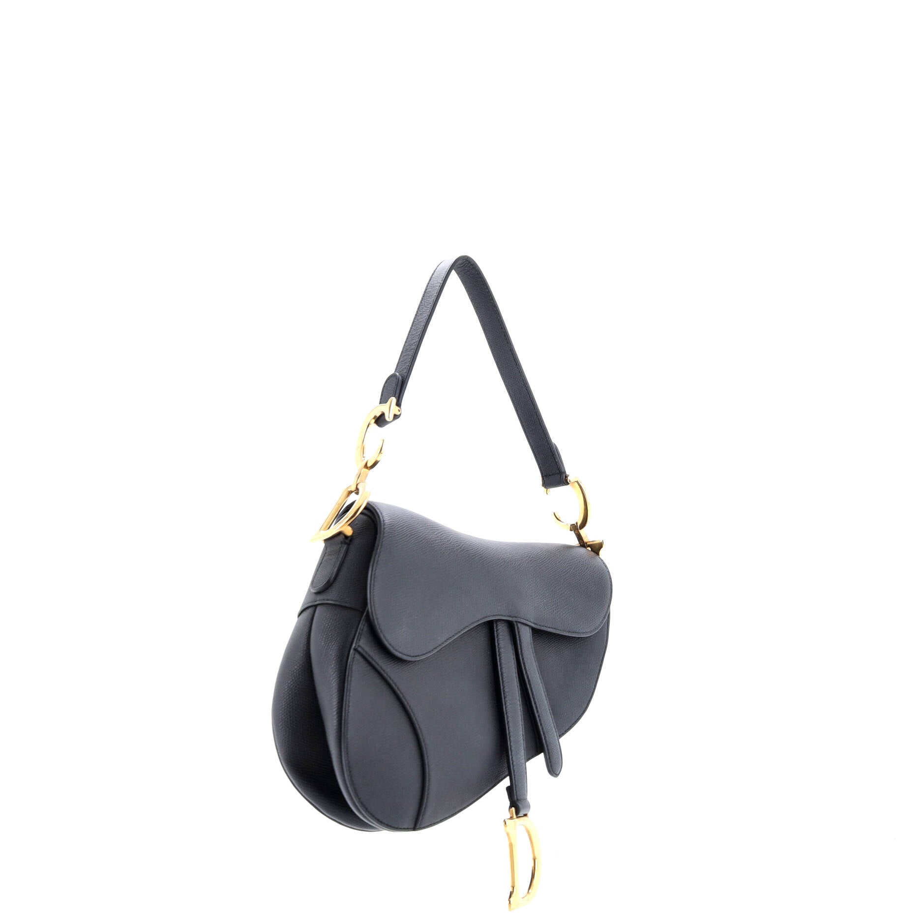 Christian Dior Saddle Handbag with Strap Leather Medium