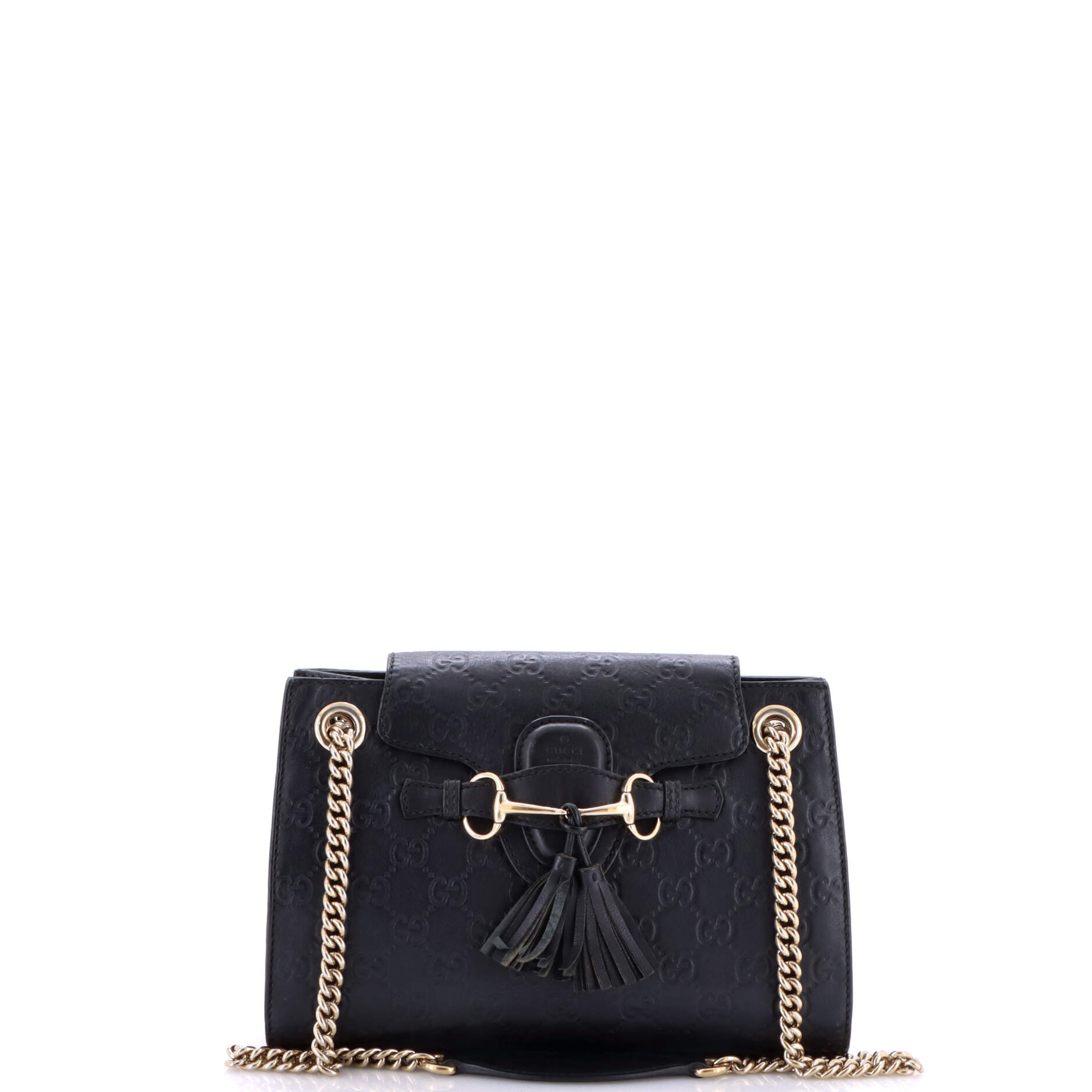 Gucci Emily Chain Flap Shoulder Bag Guccissima Leather Small