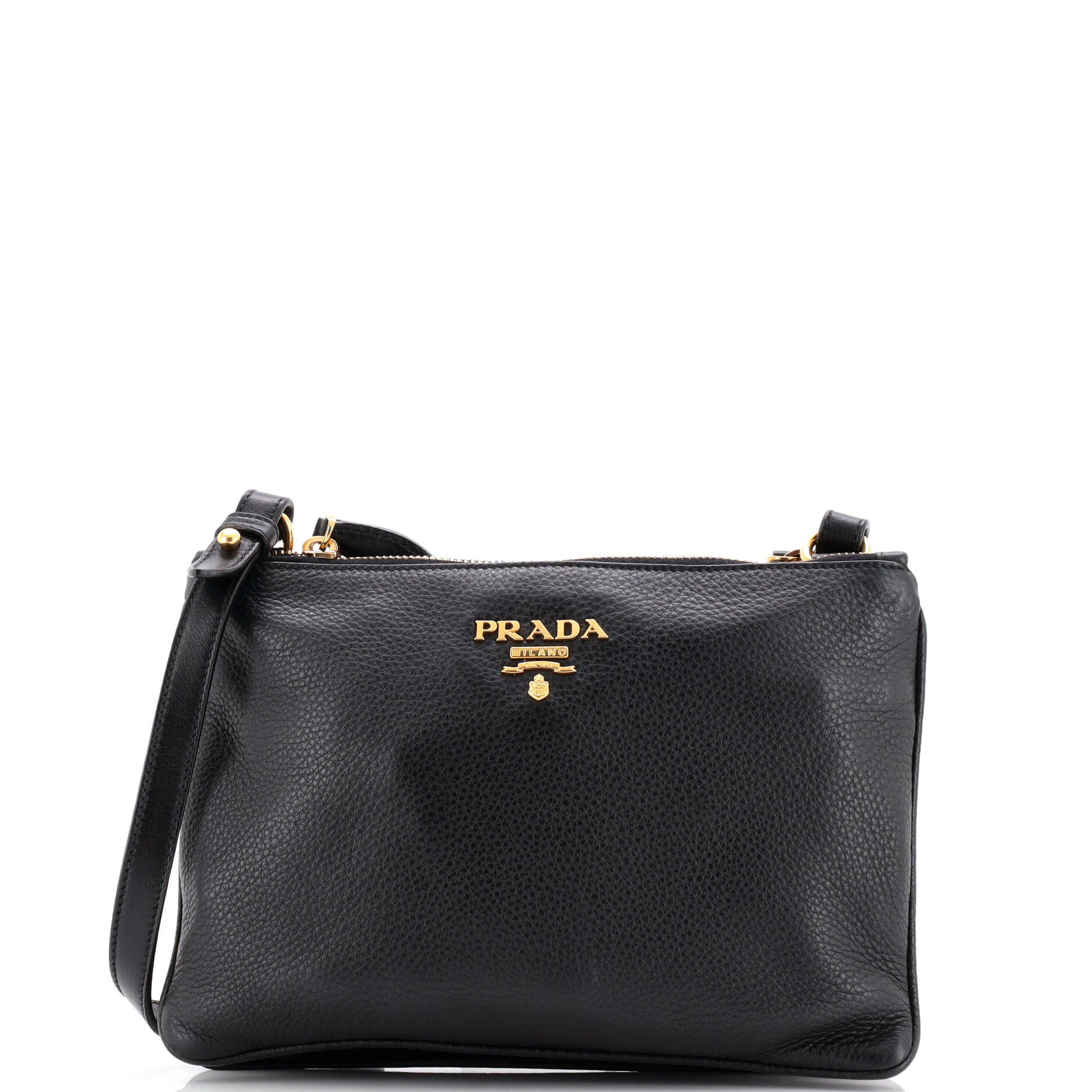 Prada Double Zip Crossbody Bag Vitello Daino Small