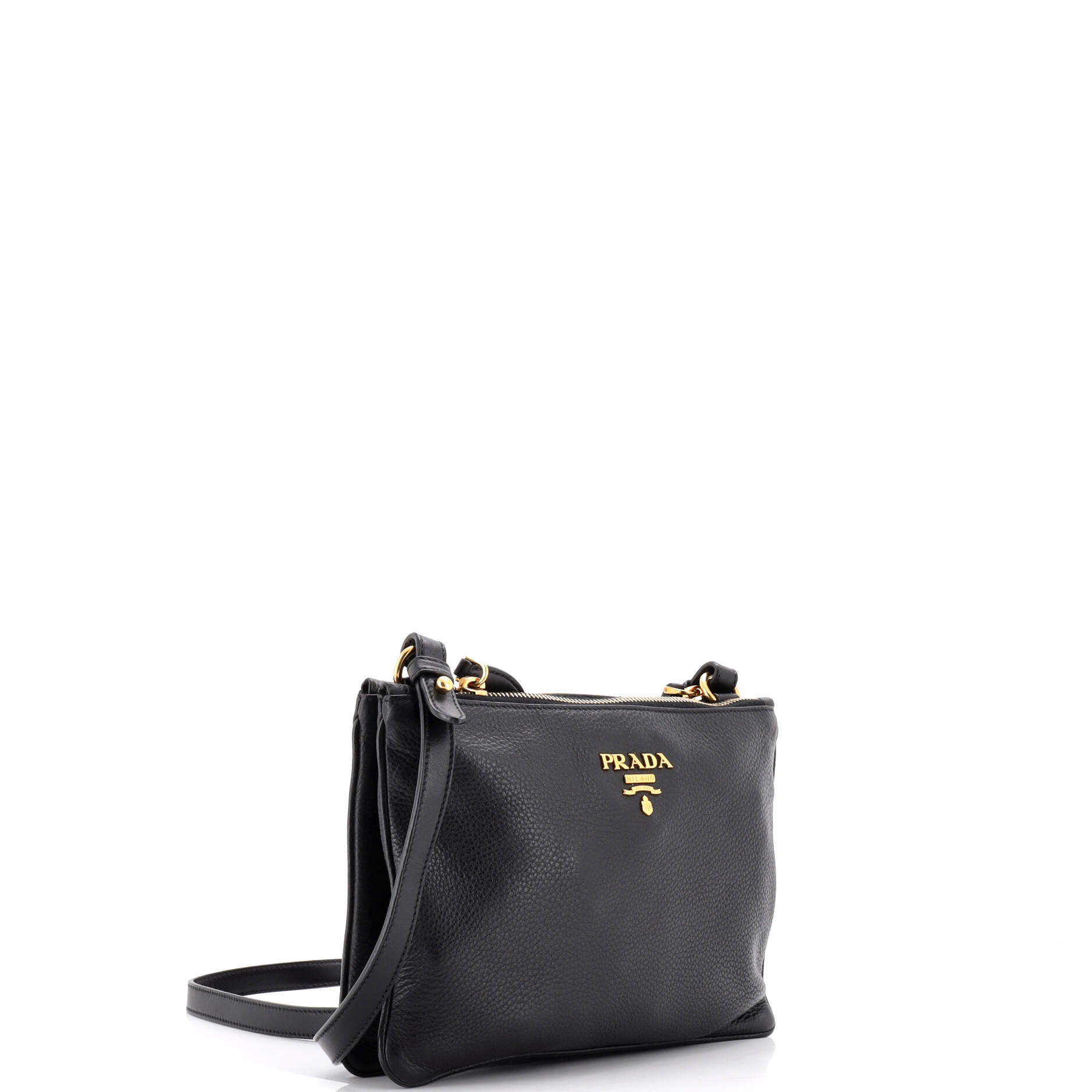 Prada Double Zip Crossbody Bag Vitello Daino Small