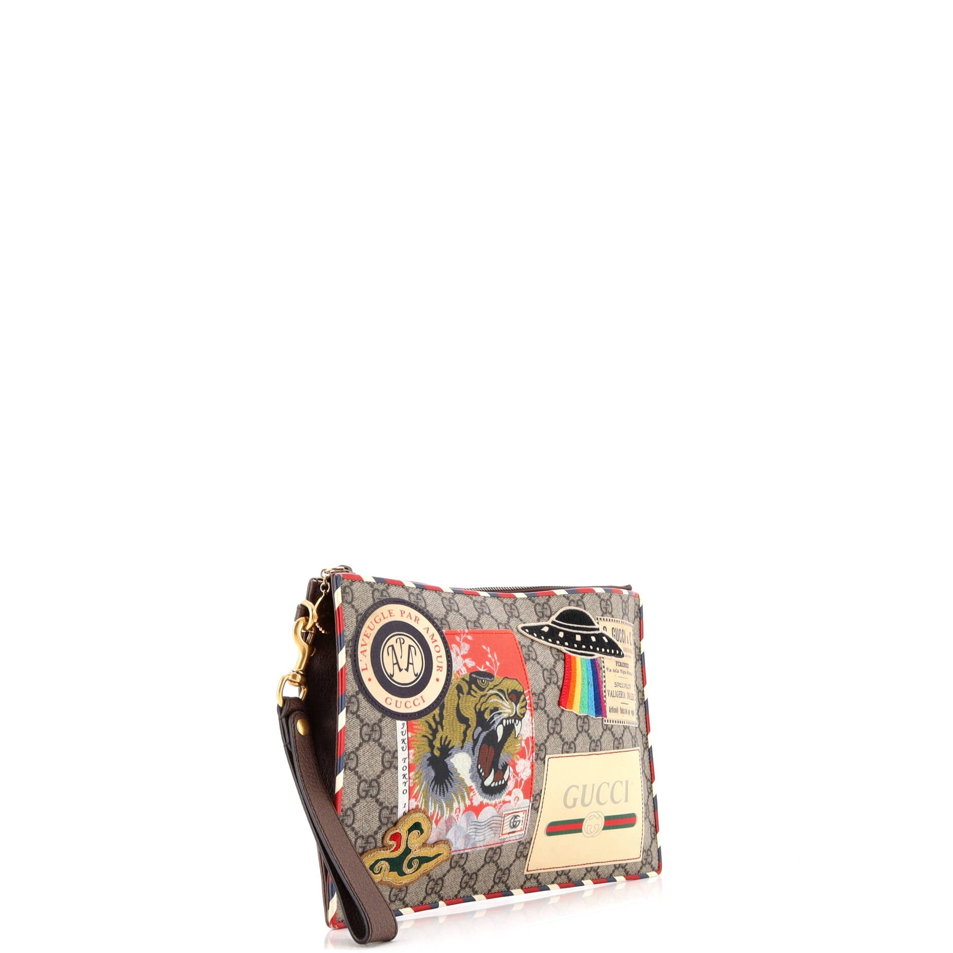 Gucci Courrier Pouch GG Coated Canvas with Applique