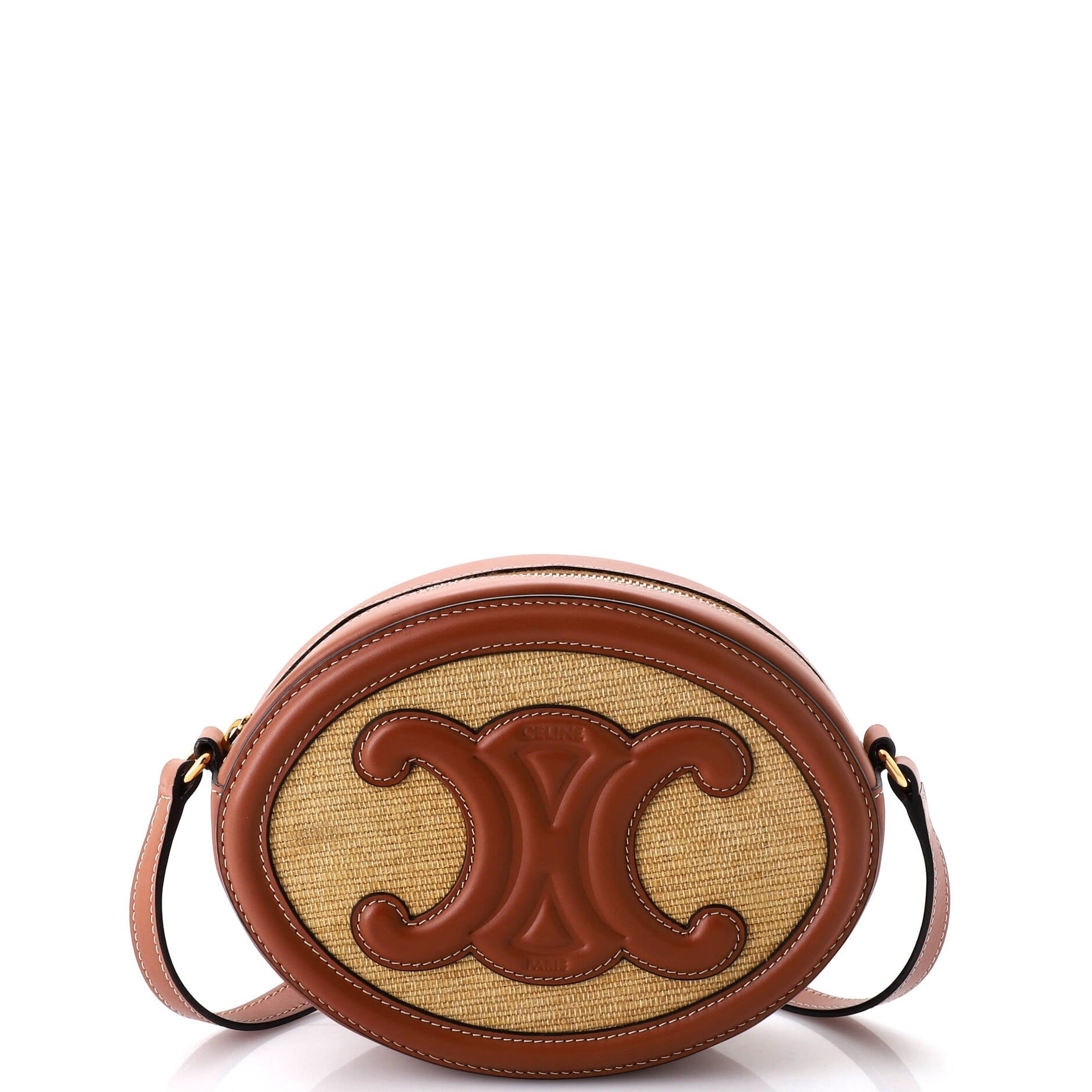 Celine Triomphe Oval Crossbody Bag Canvas and Leather