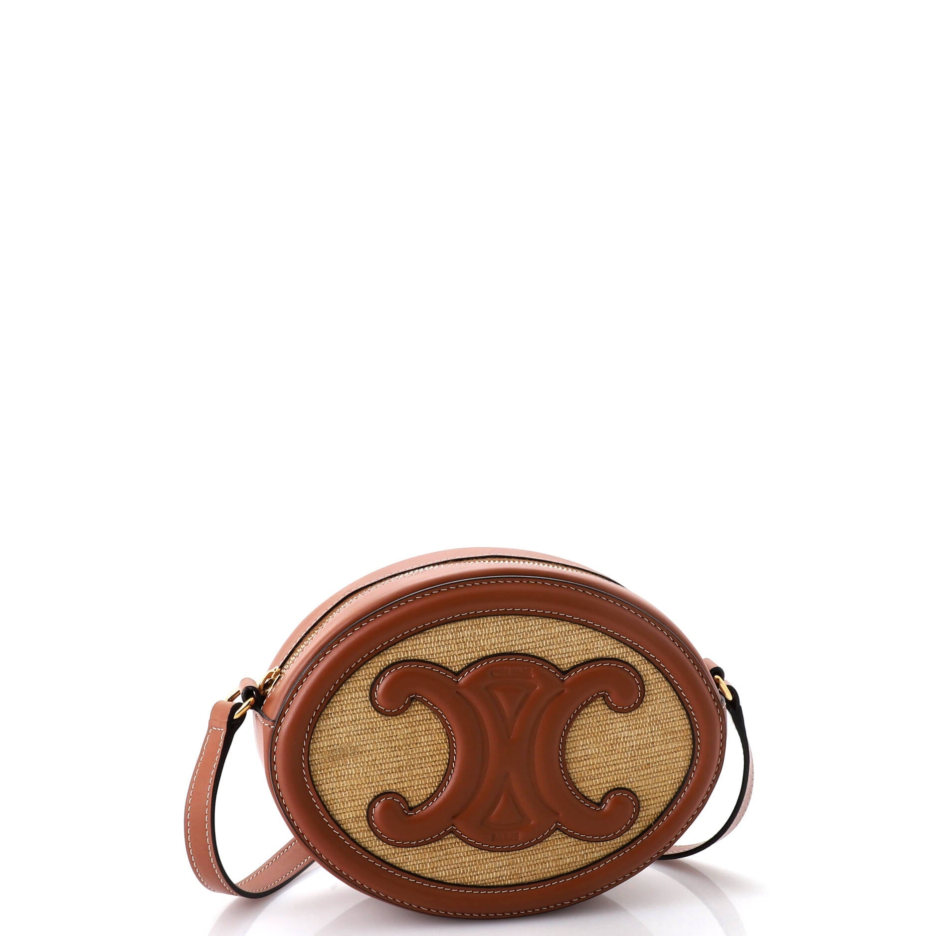 Celine Triomphe Oval Crossbody Bag Canvas and Leather