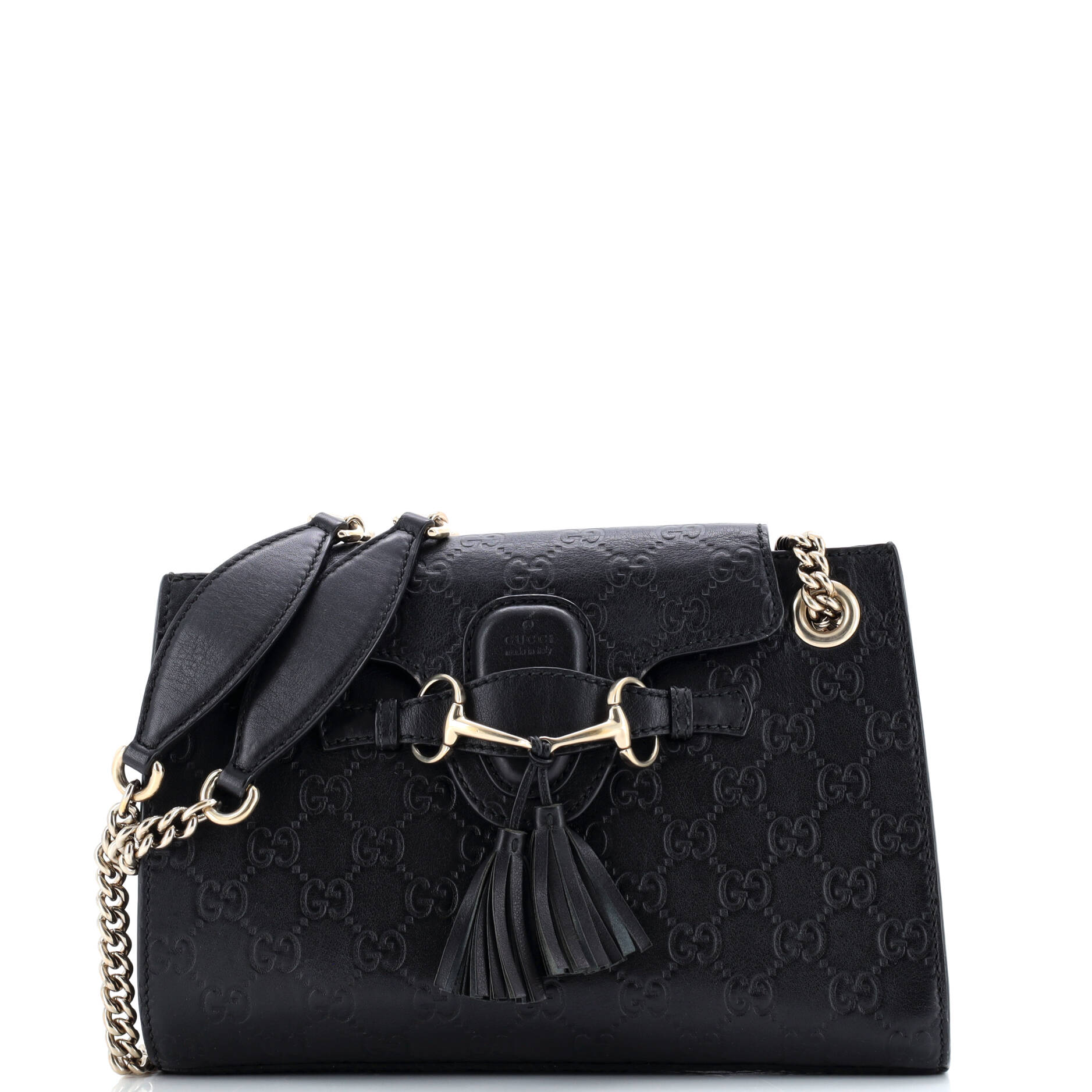 Gucci Emily Chain Flap Shoulder Bag Guccissima Leather Small