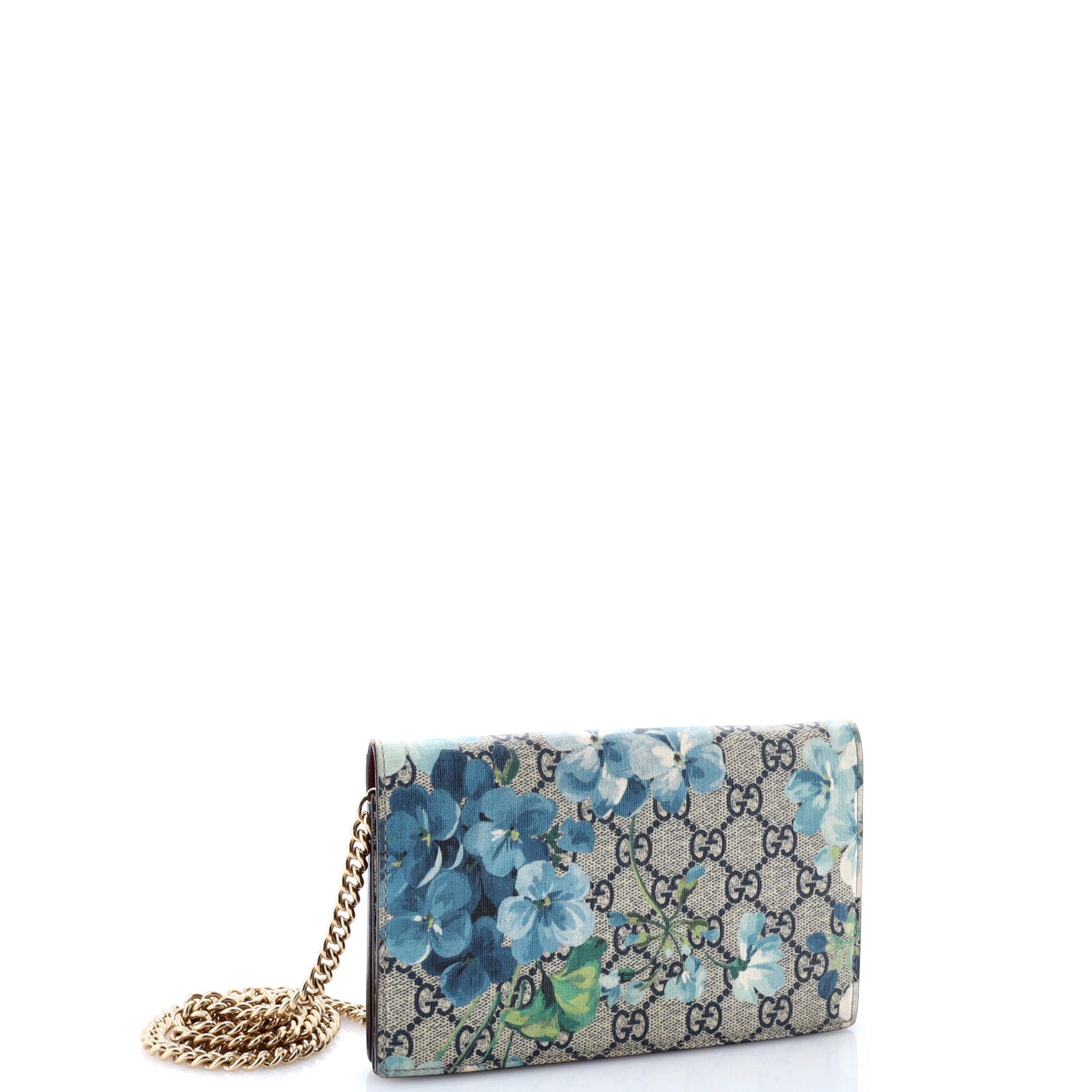 Gucci Chain Wallet Blooms Print GG Coated Canvas