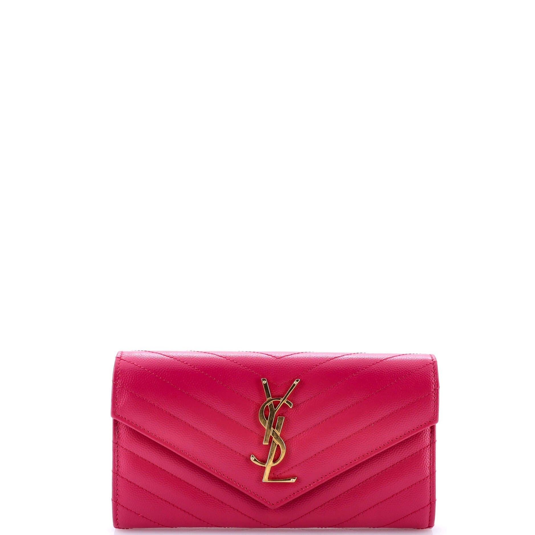Saint Laurent Classic Monogram Flap Wallet Matelasse Chevron Leather Large