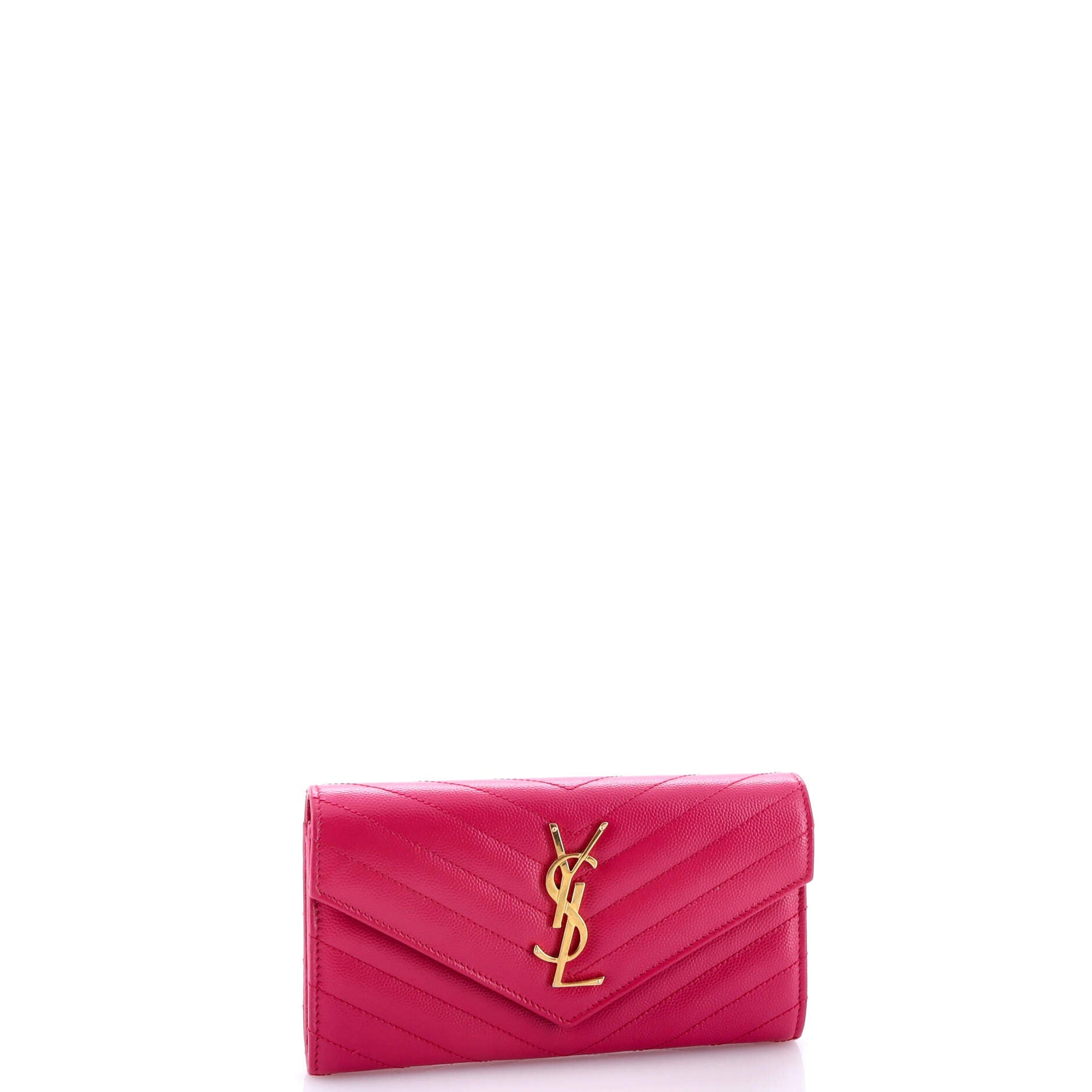 Saint Laurent Classic Monogram Flap Wallet Matelasse Chevron Leather Large