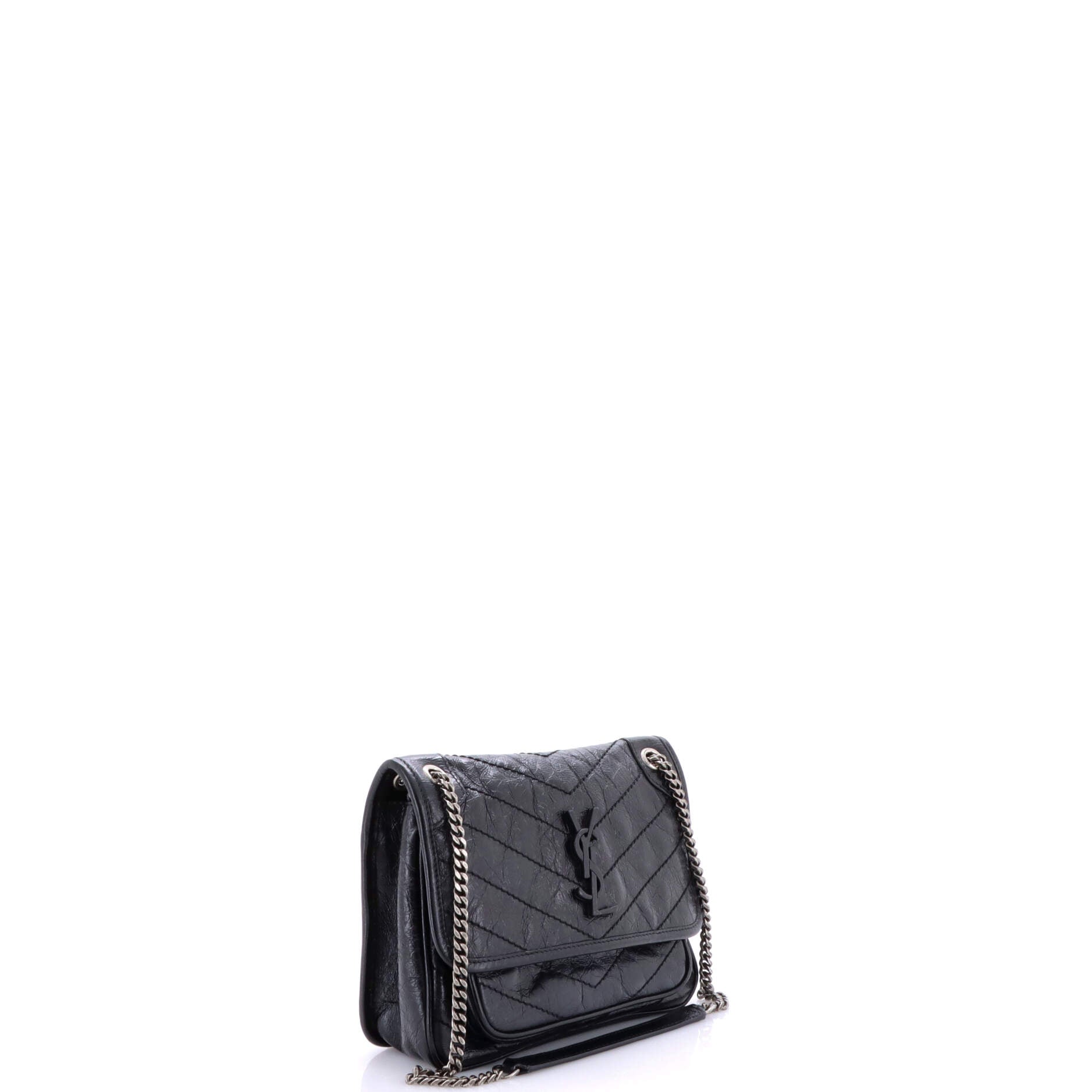 Saint Laurent Niki Chain Flap Bag Matelasse Chevron Leather Baby
