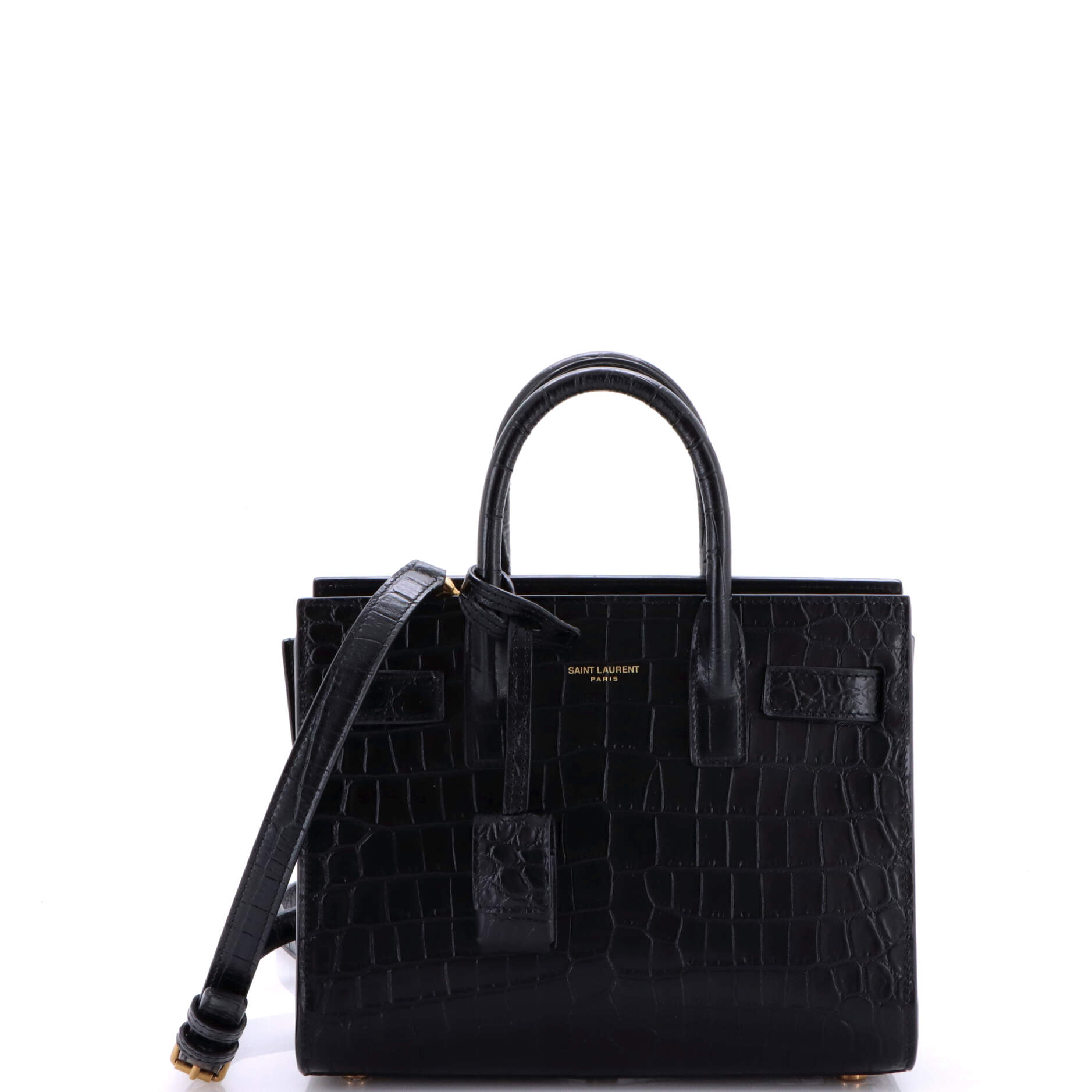 Saint Laurent Sac de Jour NM Bag Crocodile Embossed Leather Nano