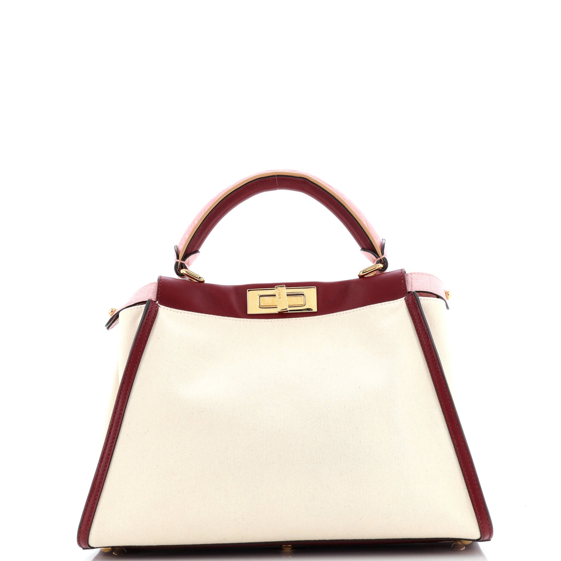 Fendi Peekaboo Bag Canvas with Crocodile Embossed Leather Regular
