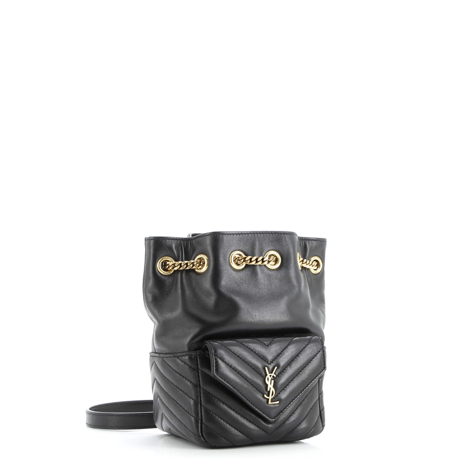 Saint Laurent Joe Bucket Bag Matelasse Chevron Leather Mini