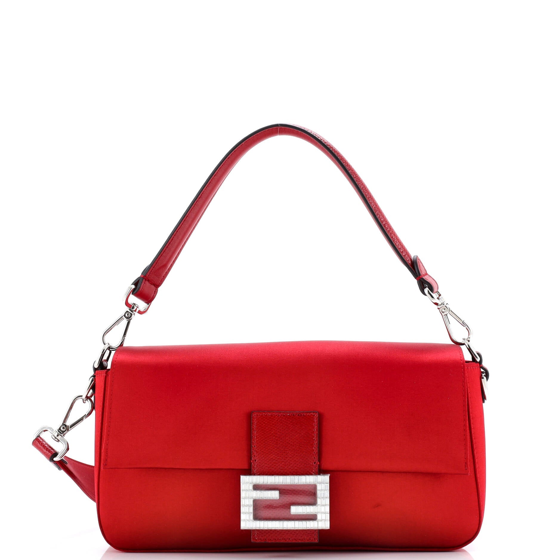 Fendi Baguette NM Bag Satin with Crystals and Karung Medium