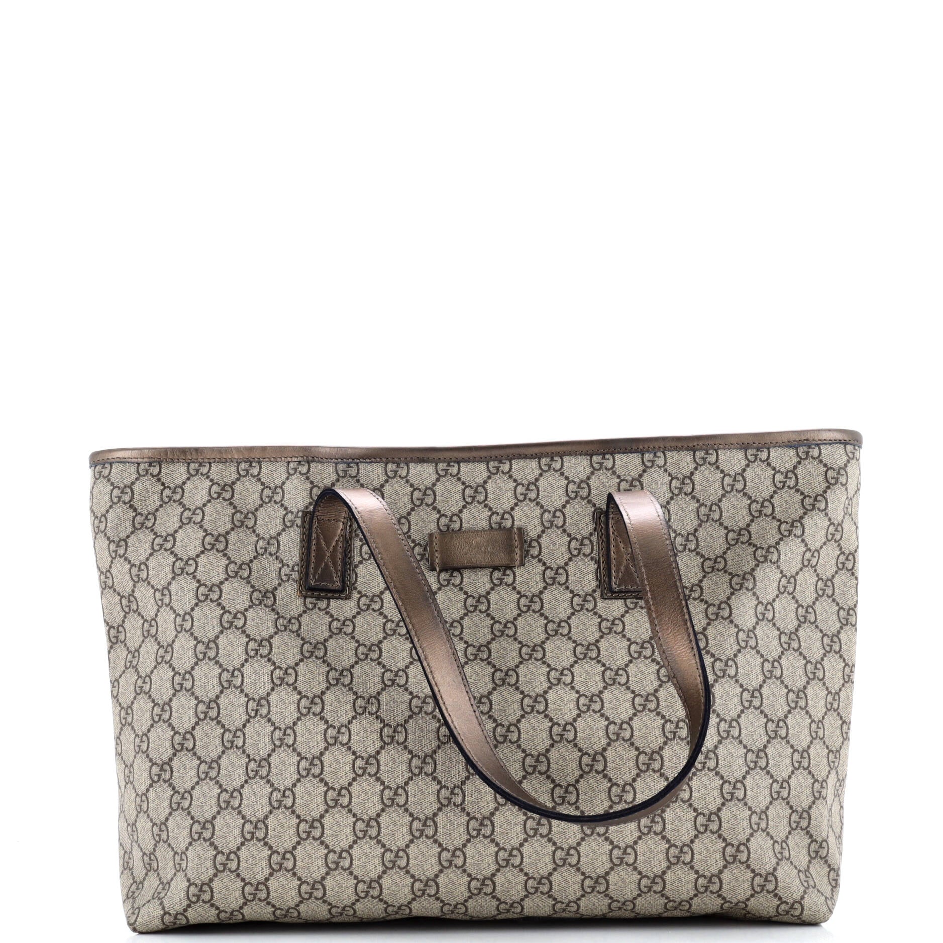 Gucci Plus Tote GG Coated Canvas with Leather Large